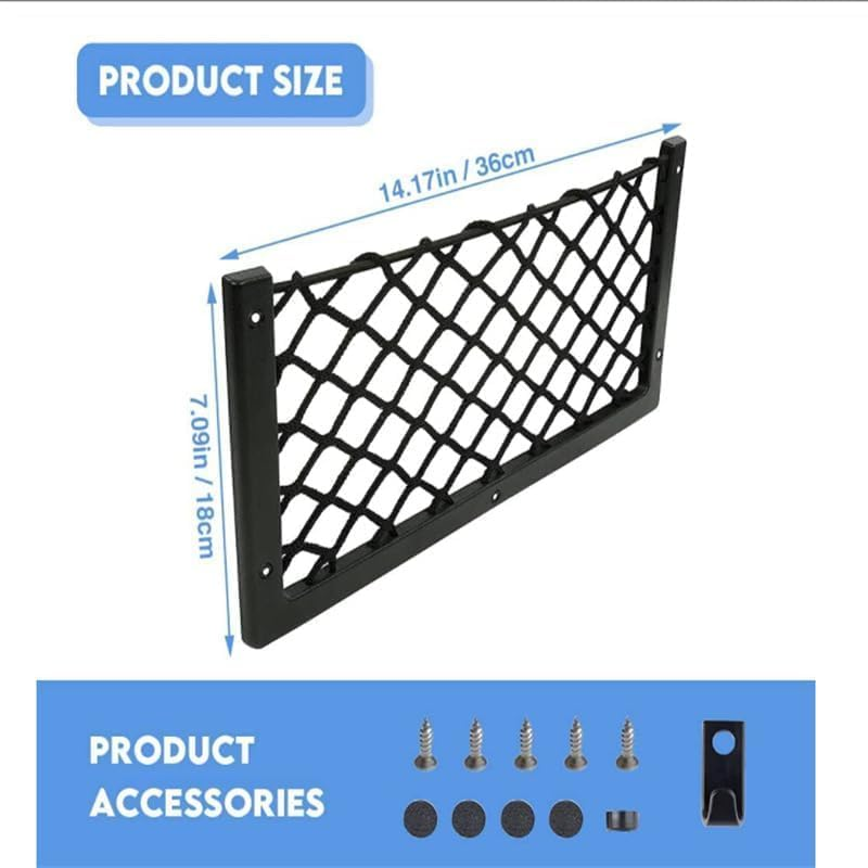 4Pcs Frame Car Storage Cargo Net Bag, Car Net Pocket Organizer Car Seat Mesh Pocket Framed Mesh Net Pocket with Screws for Cargo Net Caravan Motorhome Boat Storage Net Campervan Van Storage image number 5