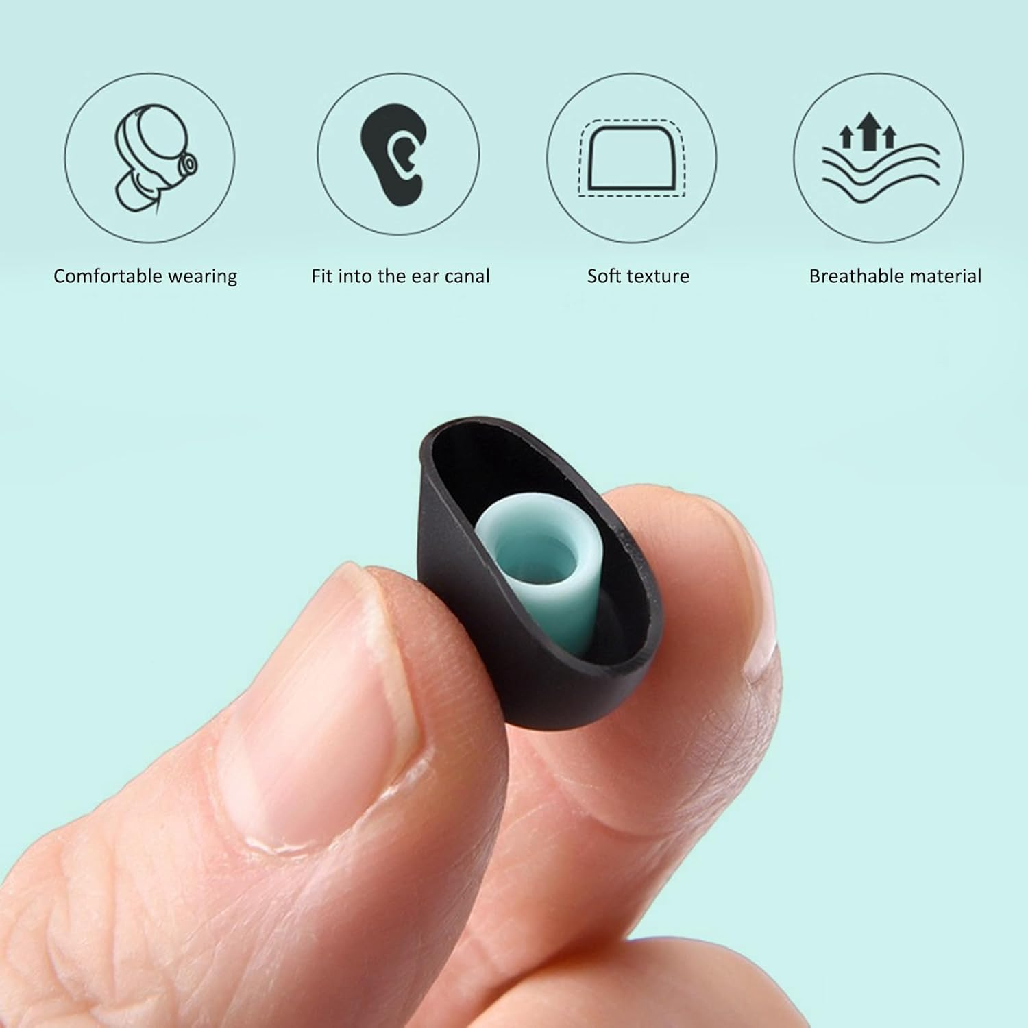 JANGJANG Replacement Ear Tips for Sony WF 1000XM5 WF 1000XM4 Earphone, Soft Silicone Earbuds Buds Set with Cleaning Kit, Secure Fit Noise Isolation Ear Tips for WF 1000XM5 WF 1000XM4 4 Pair Black image number 3