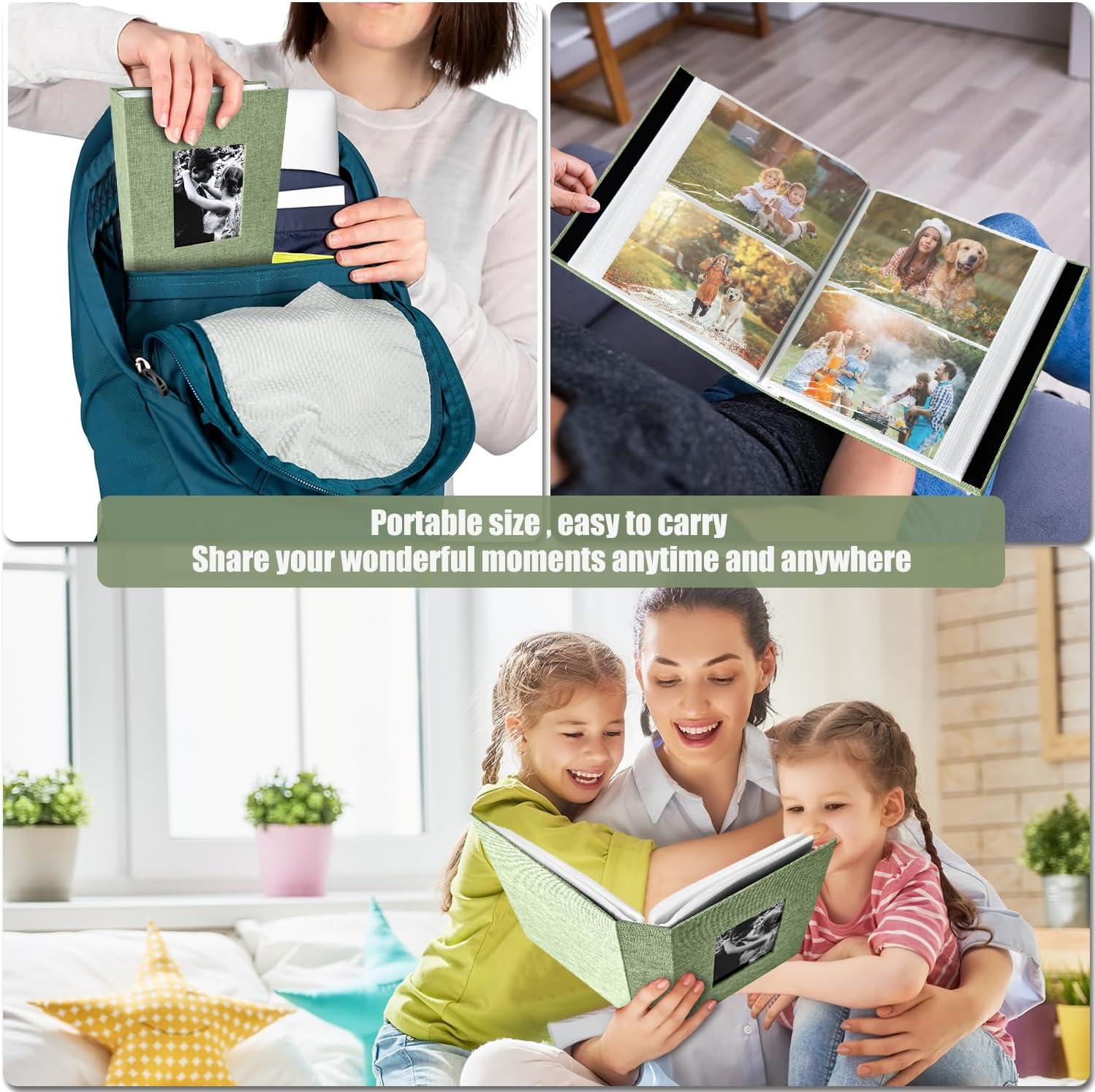 200-Pocket Photo Album 4X6 - Slip-In Picture Album with Linen Cover & Display Window, Vertical Photo Book for Wedding, Family, Baby, Anniversary & Vacation Memories (Holds 200 Photos) image number 2