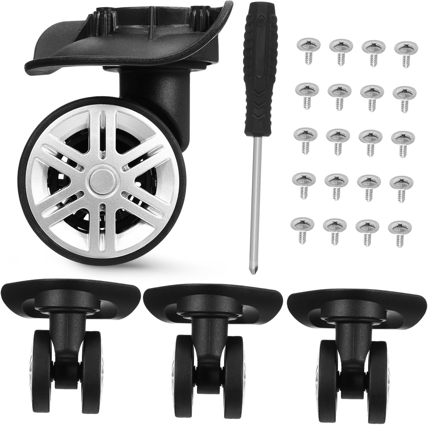 FOMIYES 4Pcs Luggage Wheels Replacement Swivel Caster Wheels Rotation Suitcase Roller for Repair Travel Accessory image number 4