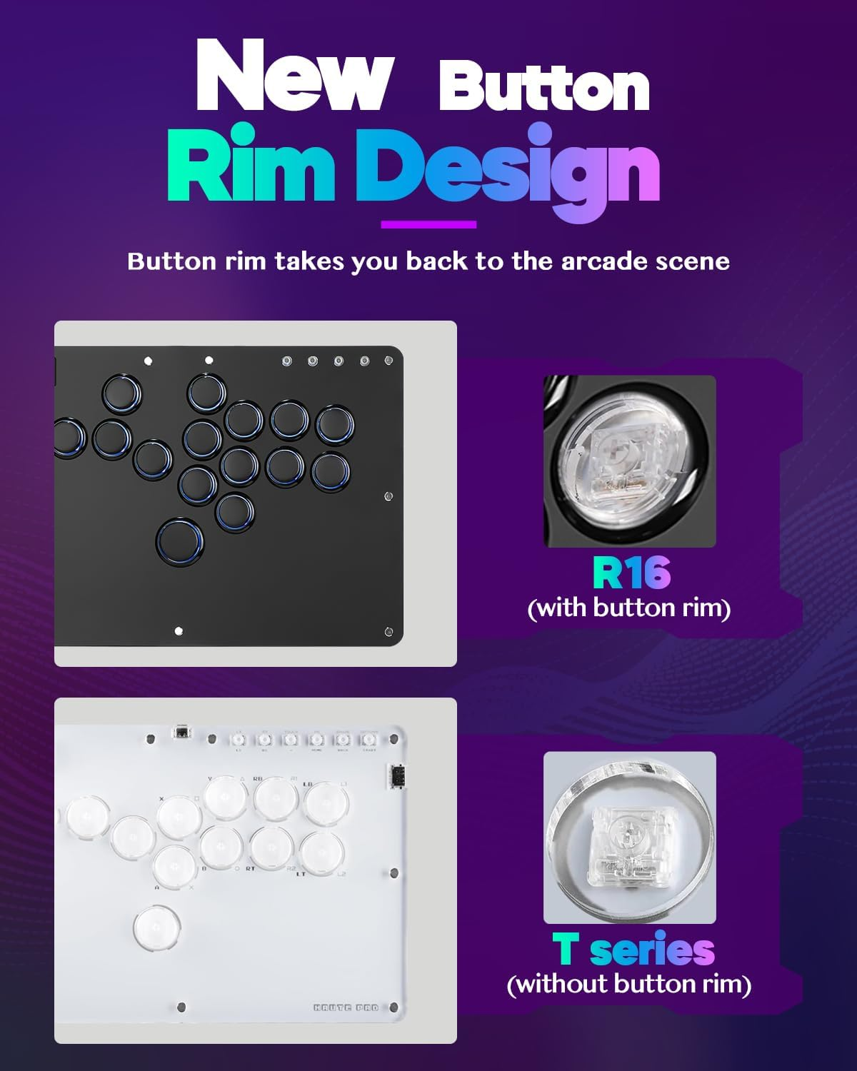 Sehawei Haute42 Arcade Stick R16 All-Button Arcade Controller 16Keys for Pc/Ps3/Ps4/Switch/Steam,Fight Stick for Fighting Games with Custom RGB & Turbo Functions & Hot Swap Black