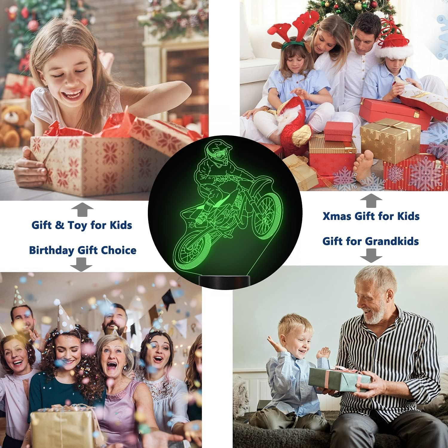 BIRBANN Motorcycle Lamp, 7 Colours Variable Touchable 3D Lamp, for Children'S Room, Motorcycle Decoration, Gifts for Motorcyclists image number 1