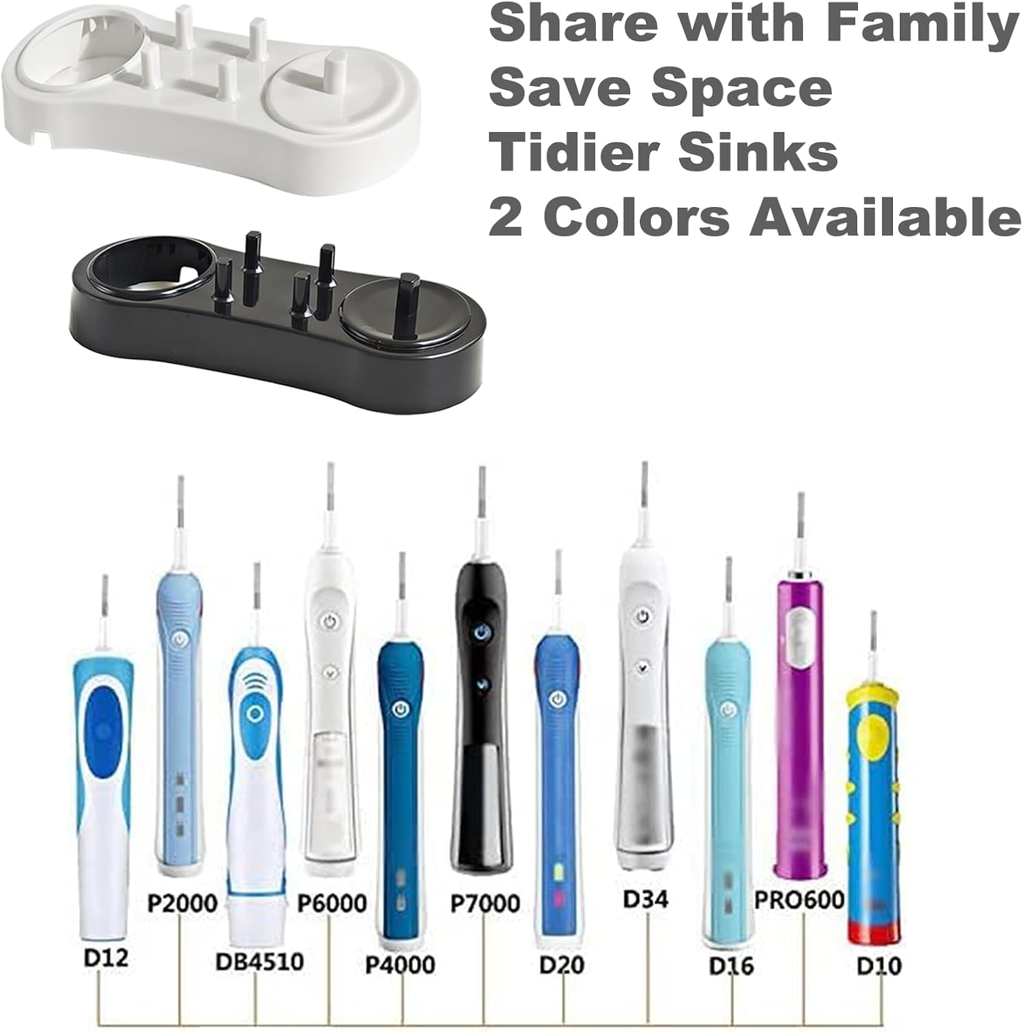 Toothbrush Head Holder Charger Stand for Bathroom, Compatible with Braun Oral B Electric Toothbrush - White Holder image number 5