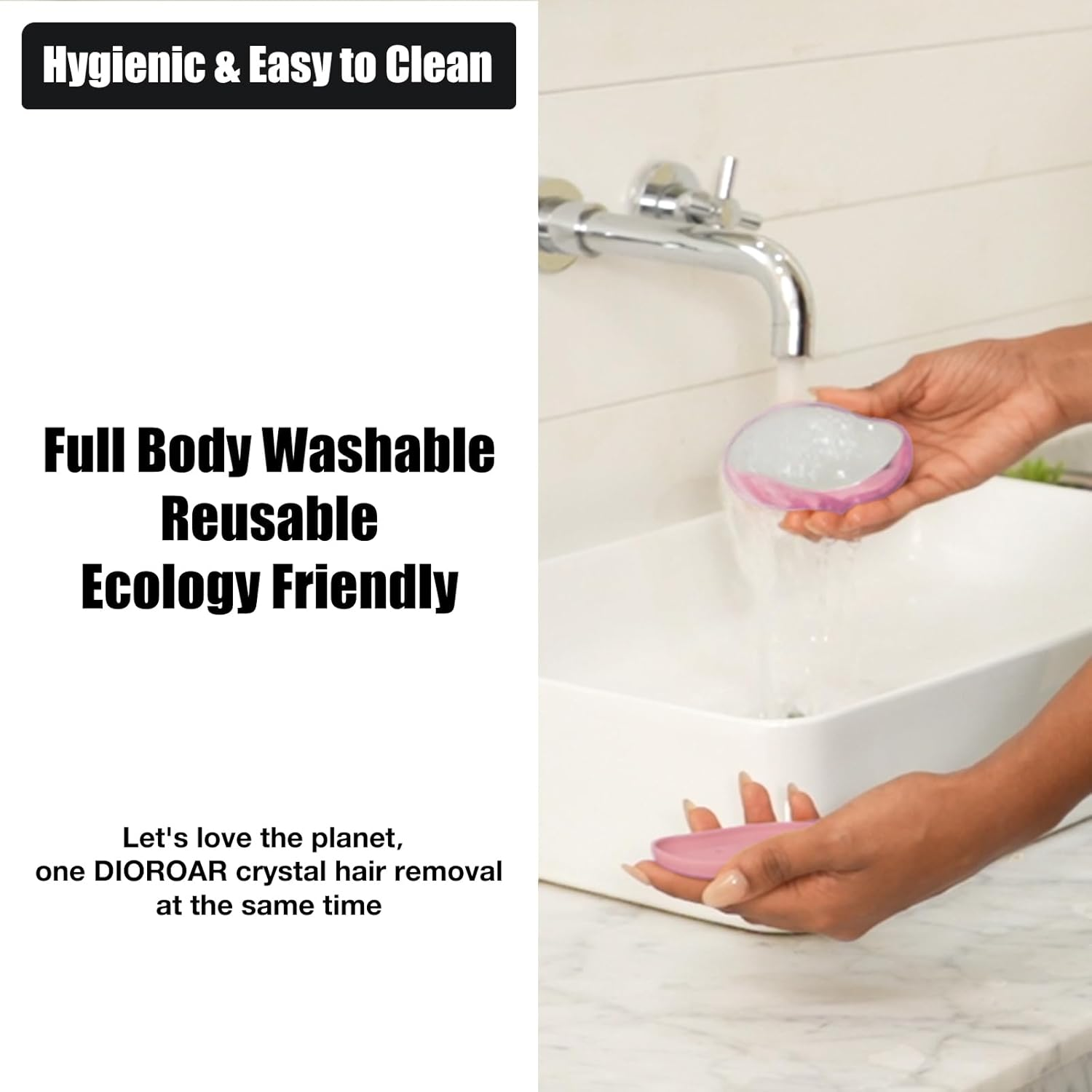 DIOROAR Crystal Hair Eraser,Upgrade Crystal Hair Remover,Physical Nano Glass Hair Removal Device,Painless Epilator and Exfoliator without Shaver for Quick Soft Silky Skin(Light Pink) image number 2