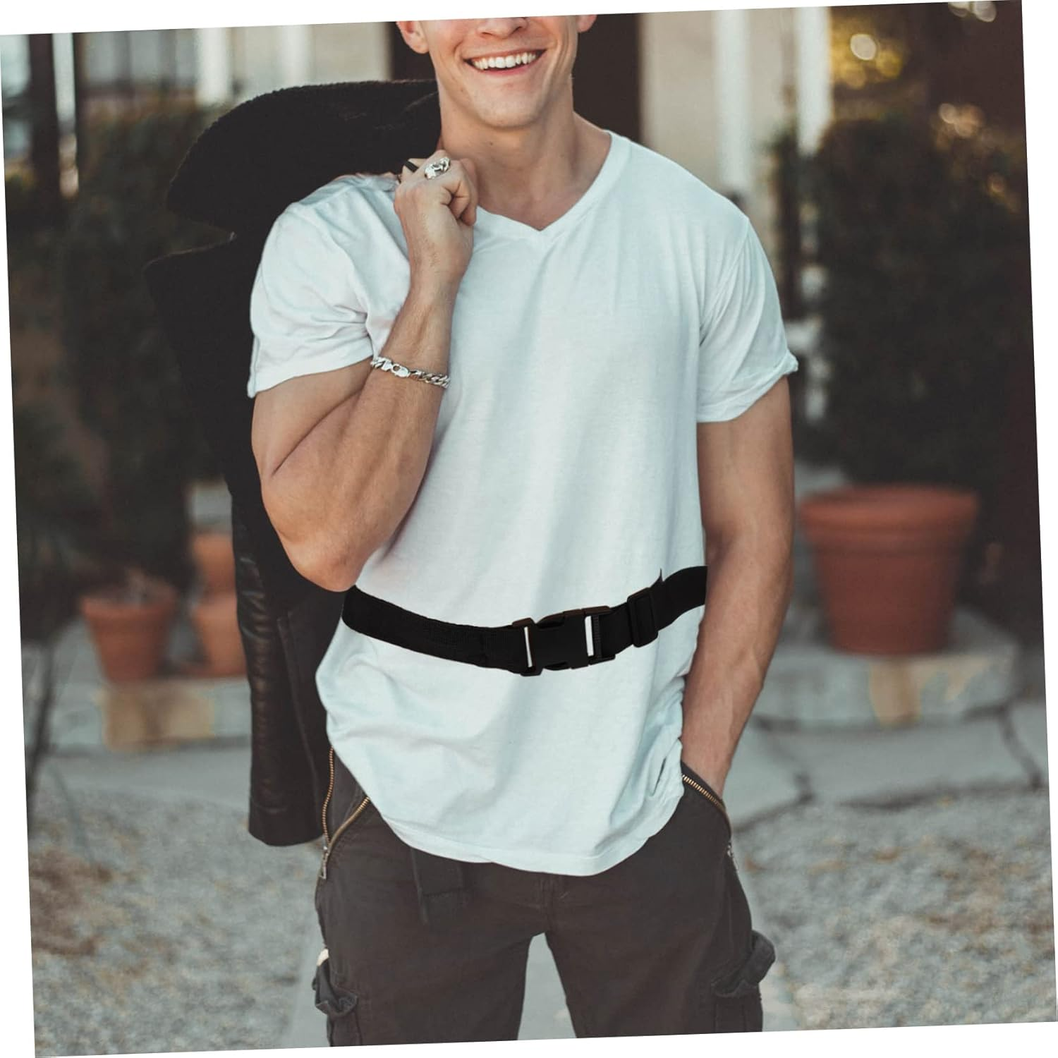 KICHOUSE Invisible Safety Belt Money Bag 120Cm Black Sports Running Waist Wallet Portable Travel Outdoor Fanny Pack with Hidden Pocket for Secure Storage