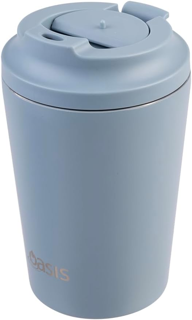 Oasis Ceramic Lined Stainless Steel Double Wall Insulated Coffee Cup 360Ml - Hazy Blue image number 1