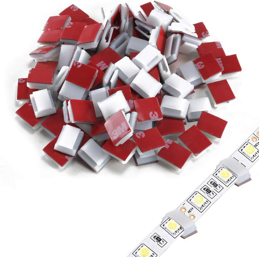 Weforu Strip Light Mounting Bracket Clips, 100 Pieces Self-Adhesive LED Strips Holder Clamps,Wire Bundle Holder for 10Mm(3/8") Wide Fix LED Strip Light image number 3