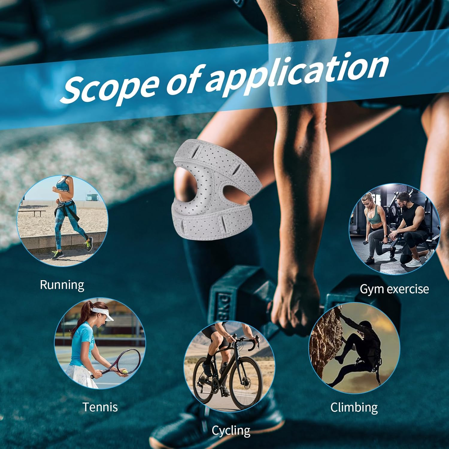 Patella Knee Brace (2-Pack) with Silicone Pads, Adjustable Support Sleeve with Magic Tape, Improve Your Knee Alignment (Large) image number 4