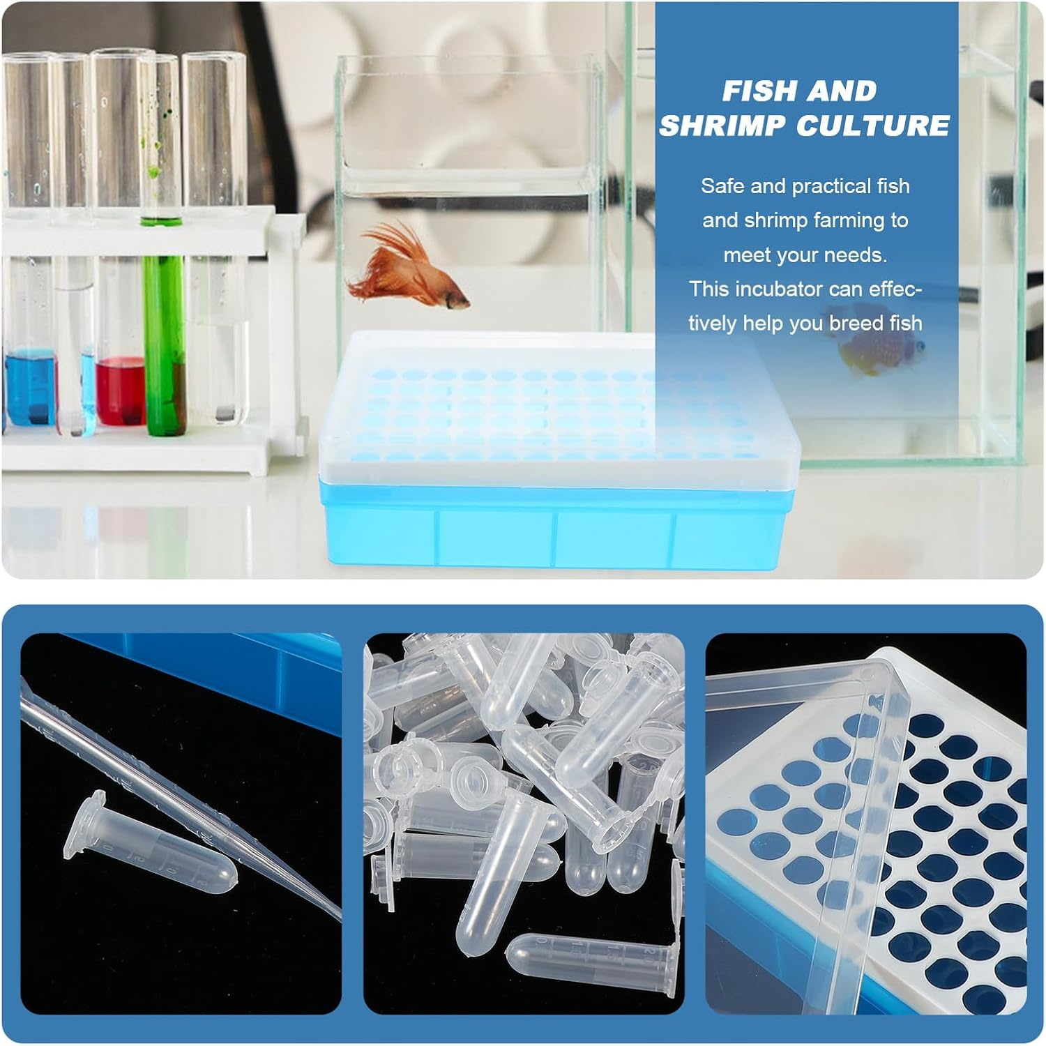 VALICLUD Brine Shrimp Hatchery Tube Storage Box Set with Droppers, Plastic Artemia Hatching Tool Kit for Fish Breeding and Aquarium Use, 2Pcs Collection Tubes for Aquatic Pets image number 3