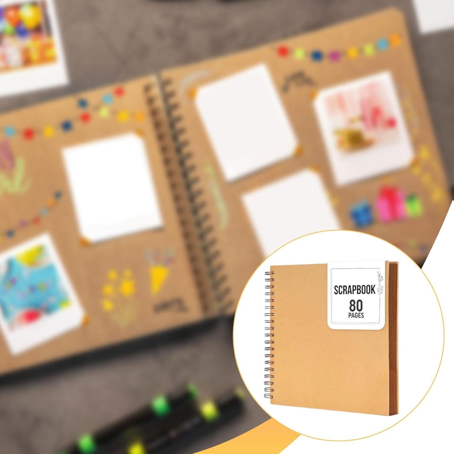 Photo Album Wedding Anniversary Scrapbooks Photo Storage Shower Graduation Family Decorative Scrapbook Album Memory Book, Brown - Brown image number 4