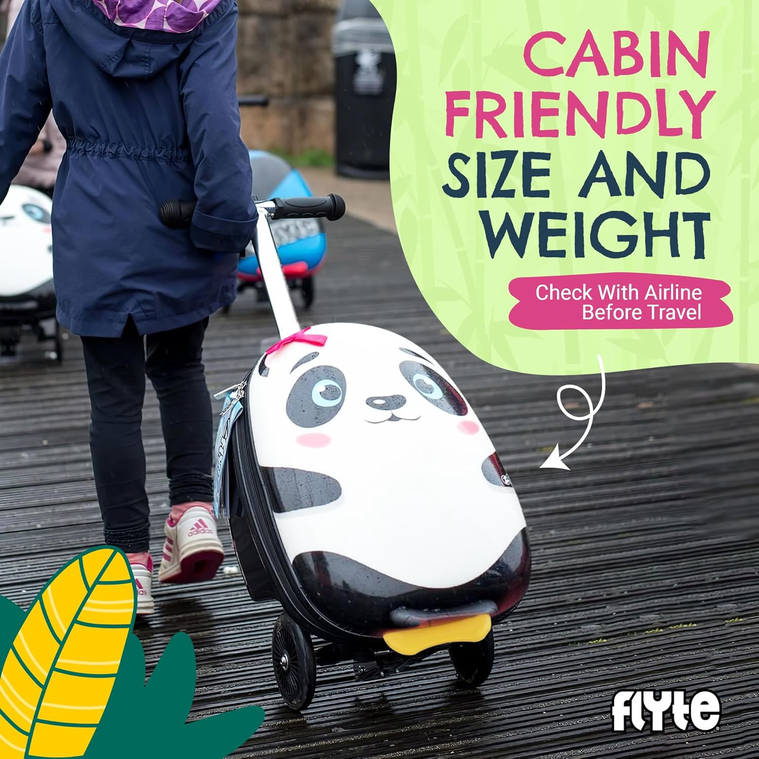 Zinc Flyte Kids Suitcase Scooter Penni the Panda 18" image number 3