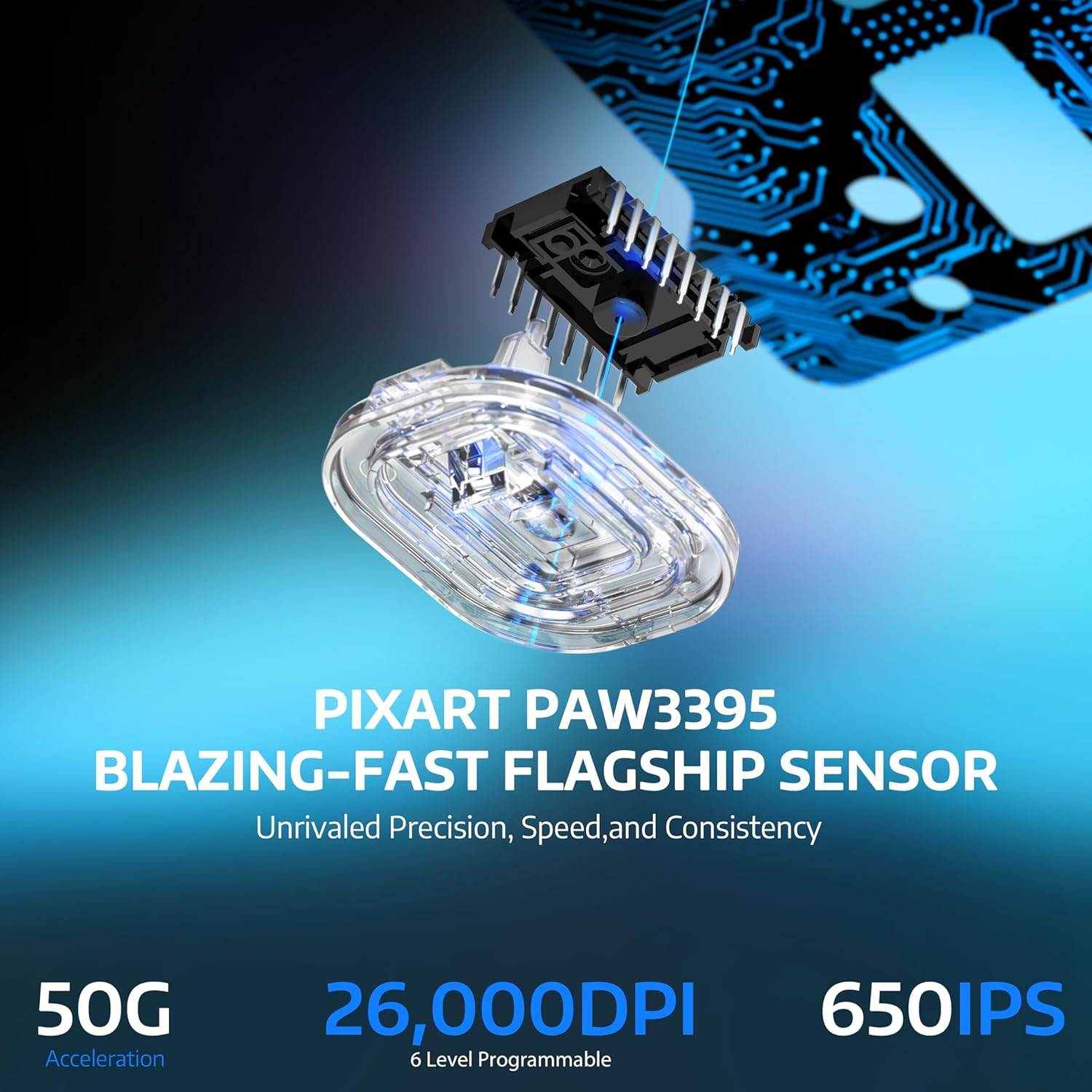 MANBASNAKE X6 Superlight Wireless Gaming Mouse with Magnetic RGB Charging Base, Ultralight 49G Pixart PAW3395 Mouse, 26000DPI, Tri-Mode 2.4G/USB-C Wired/Bluetooth Mouse, Adhesive Tape - Black  Griptape image number 5