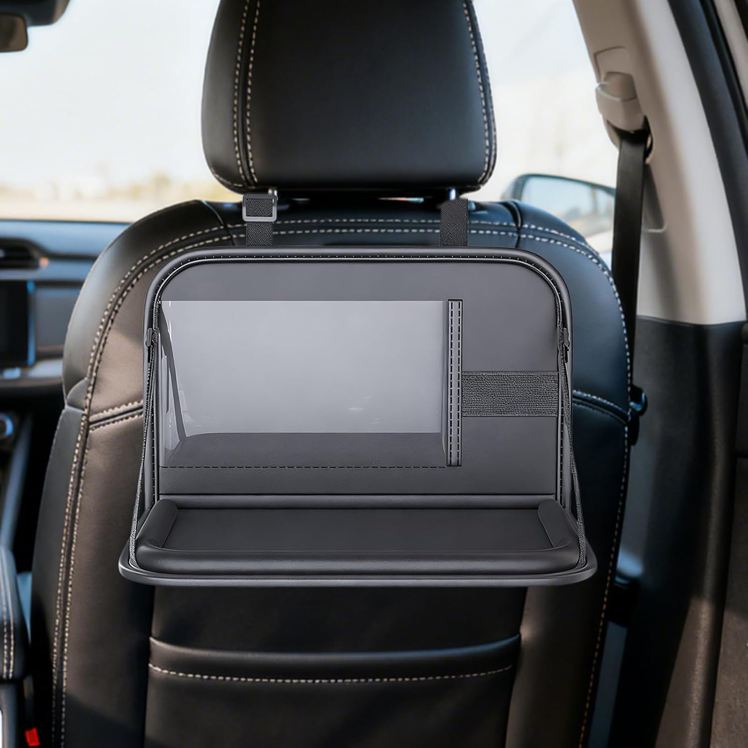 Kids Car Tray,Foldable Rear Desk Storage Laptop Holder | Kids Travel Tray,For Airplane Toddler Long Ride Camping Snack Time Eating Office Work Passenger image number 1