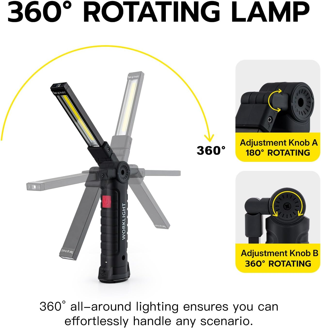 Mcbazel Rechargeable LED Work Light-5 Modes 360&deg; Rotatable Magnetic Torch with USB-C Charging,Portable Camping Light for Car Repair, Emergency, Garage, BBQ & DIY Projects image number 2