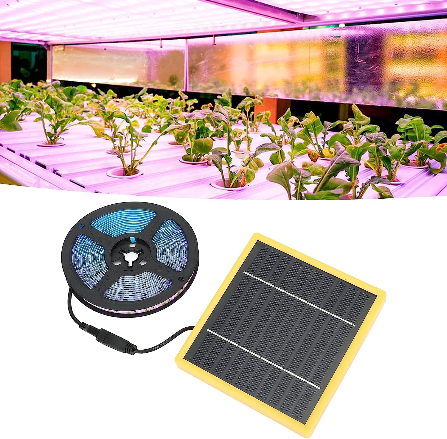 Solar Plant Grow Light Strip, 5W Solar Powered LED Plant Growing Lamp with Solar Panel Fast Heat Dissipation, Full Spectrum Plant Light for Outdoor Indoor Garden Greenhouse Potted image number 4