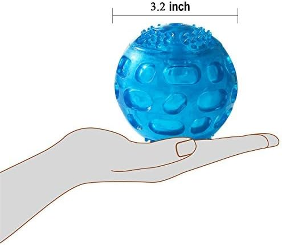 2 Packs Dog Ball Toys for Dog 3.2 Inches Indestructible Dog Fetch Ball Kong Squeaky Ball for Training Playing, Blue+Green - Green+Blue+Red image number 7