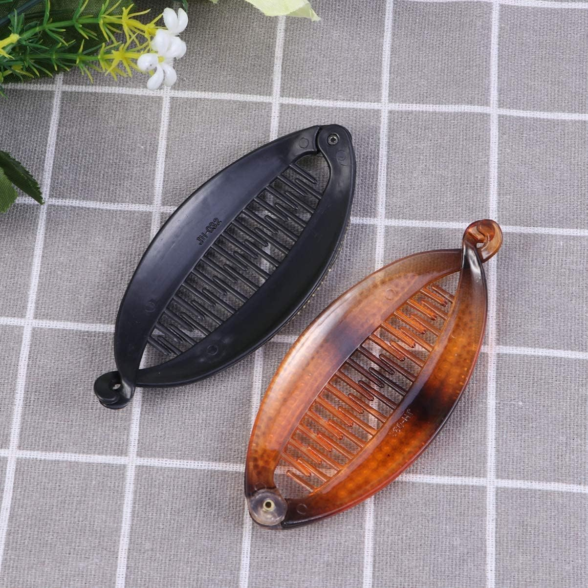 Norhogo Fish Shape Plastic Hair Clamps,Banana Hair Clips with Crystal Banana Clip Fish Shape Rhinestone for Women,Set of 2 image number 2