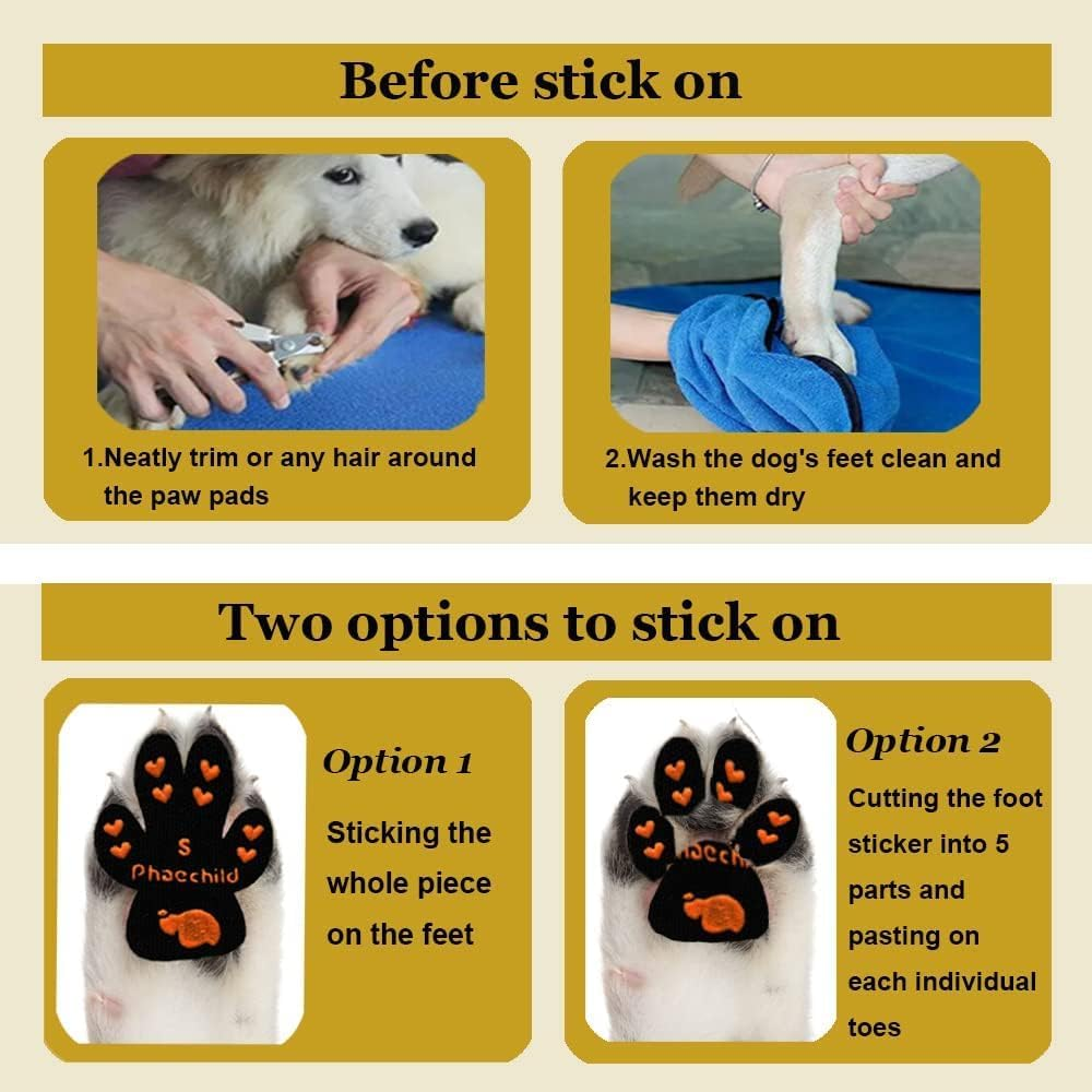 Phaechild Dog Paw Pads Anti-Slip Grips,Dog Paw Protectors for Senior Dogs on Hot Pavement 20 Sets 80 Pads Multicolor S image number 3
