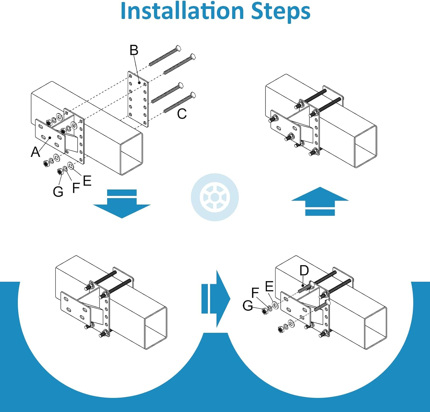GADFISH Spare Tire Carrier,Spare Tire Mount Boat Trailer Carrier Bracket,Heavy Duty Lock Holder,Fits 4 & 5 & 6 Lugs Trailer Wheels on 4", 4.5'', 4.75'', 5'' and 5.5'' Bolt Patterns,Holds up to 150 Lbs image number 4