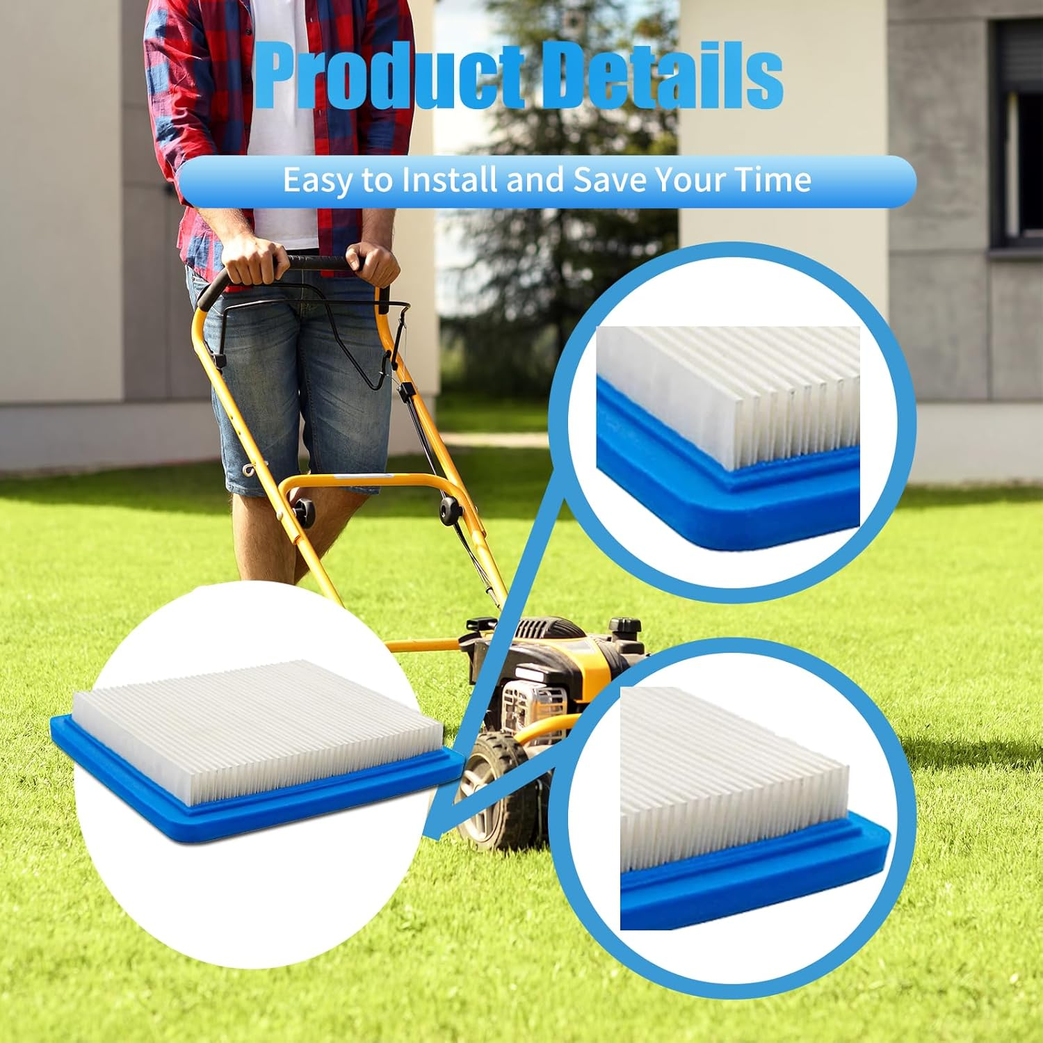 491588S Air Filter with Pre Filter, Compatible with Briggs and Stratton 491588, Toro 20332, Craftsman 3364, Premium Lawn Mower Air Cleaner image number 2