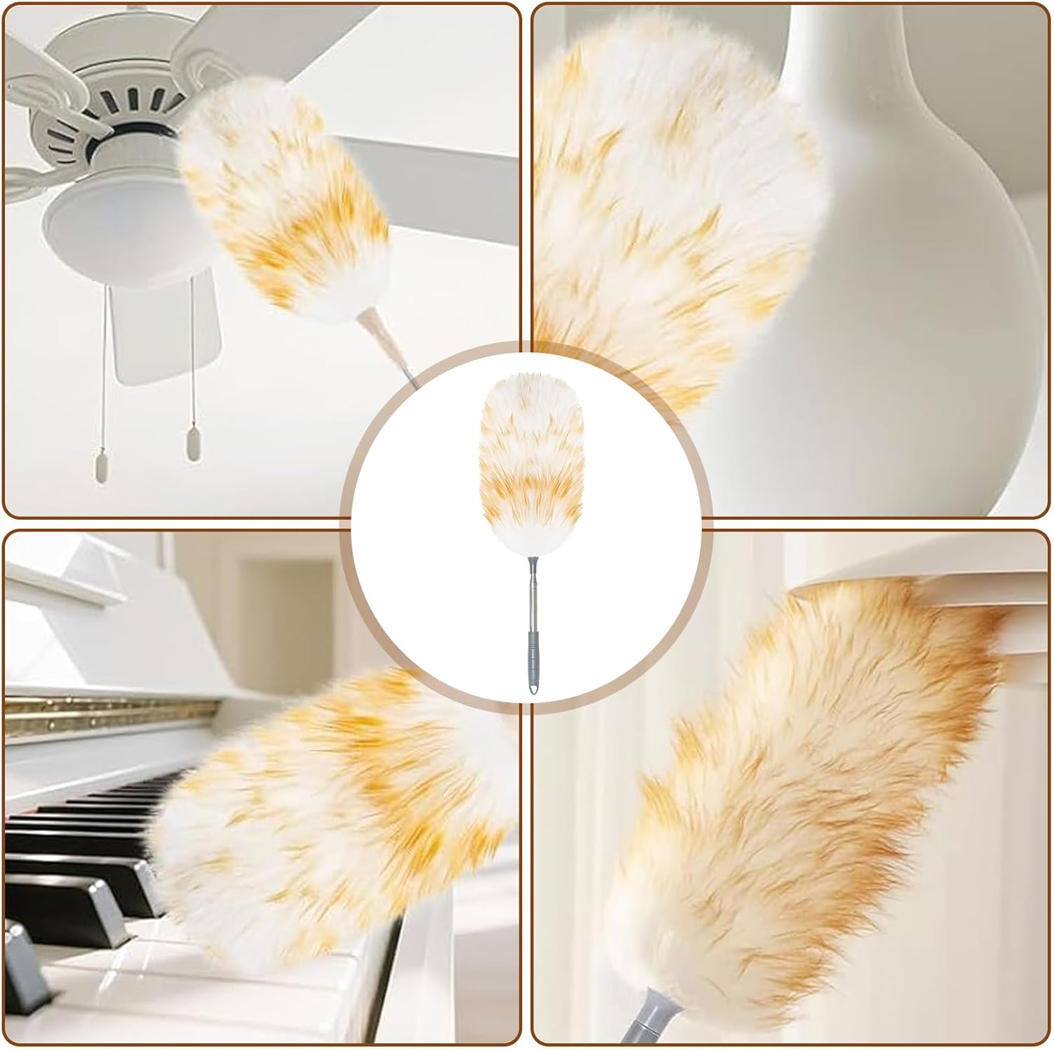 Lambswool Duster Telescopic Washable, 140 Cm Lambswool Duster Electrostatic Dust Absorption for Ceilings High Surfaces, Ceiling Fans and Sensitive Facilities, Car, Office Cleaning image number 4