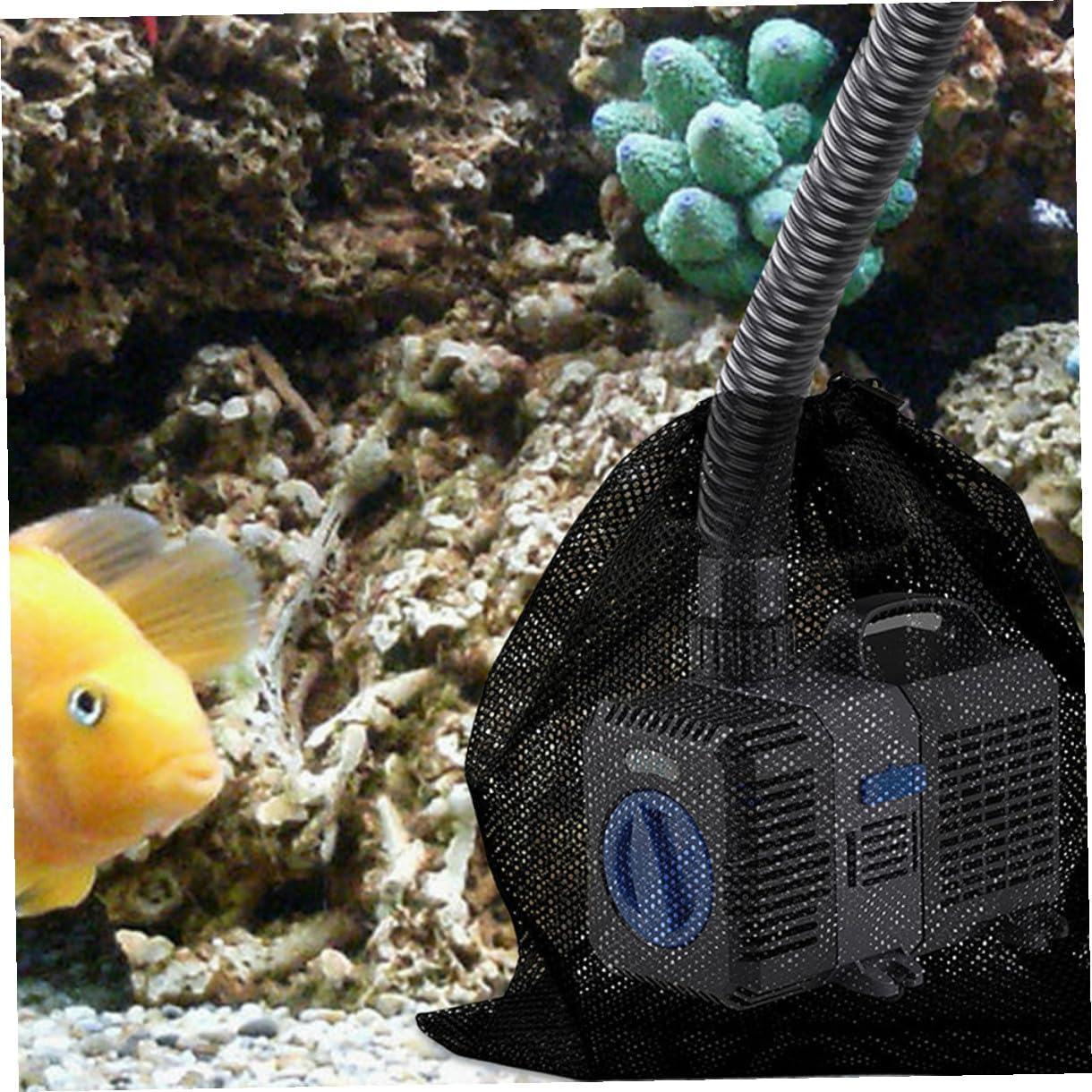 4Pcs Water Pump Barrier Mesh Bags with Drawstring Fine Filter Pouches for Outdoor Aquarium and Pool Pump Filtration Black Mesh image number 3