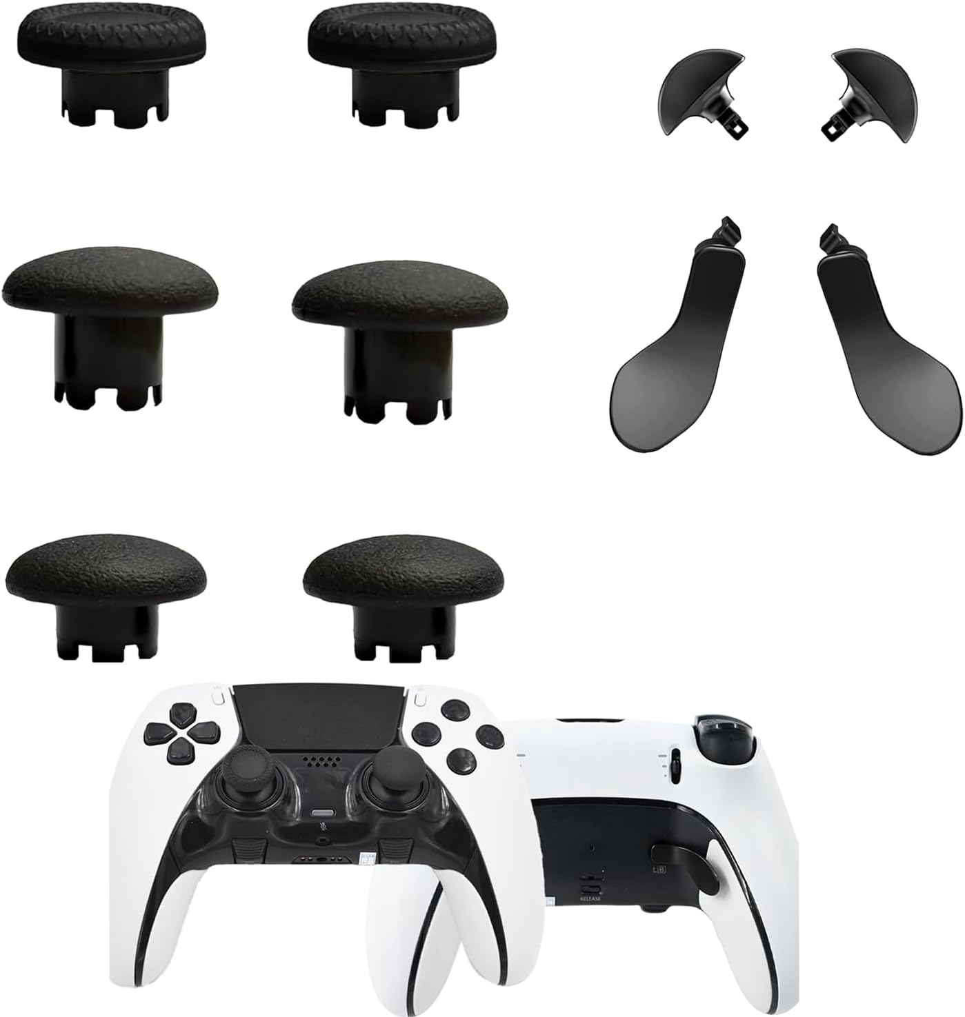 6 Pcs Metal Thumbsticks for PS5 Edge Controller, 4 Pcs Back Paddles Triggers Buttons for PS5 Dualsense Controller, Replacement Accessories Parts for PS5 Edge Controller Analog Joystick(Black) image number 3