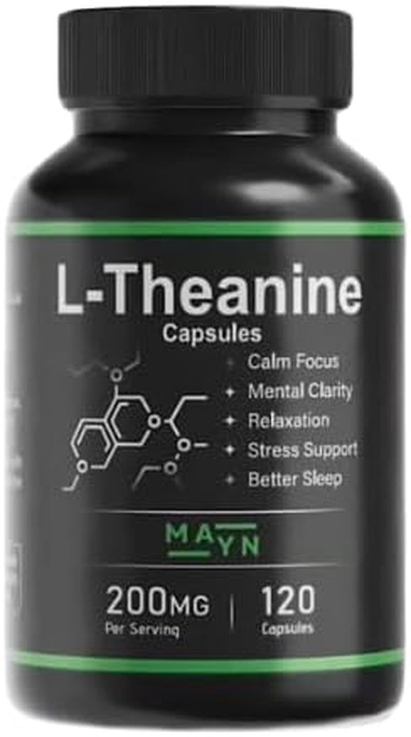 MAYN L-Theanine Capsules &ndash; Natural Relaxation, Stress Relief & Focus Support Supplement &ndash; 200Mg Vegan, Non-Gmo, Clean Formula for Calm Mood & Mental Clarity &ndash; 120 Capsules image number 3