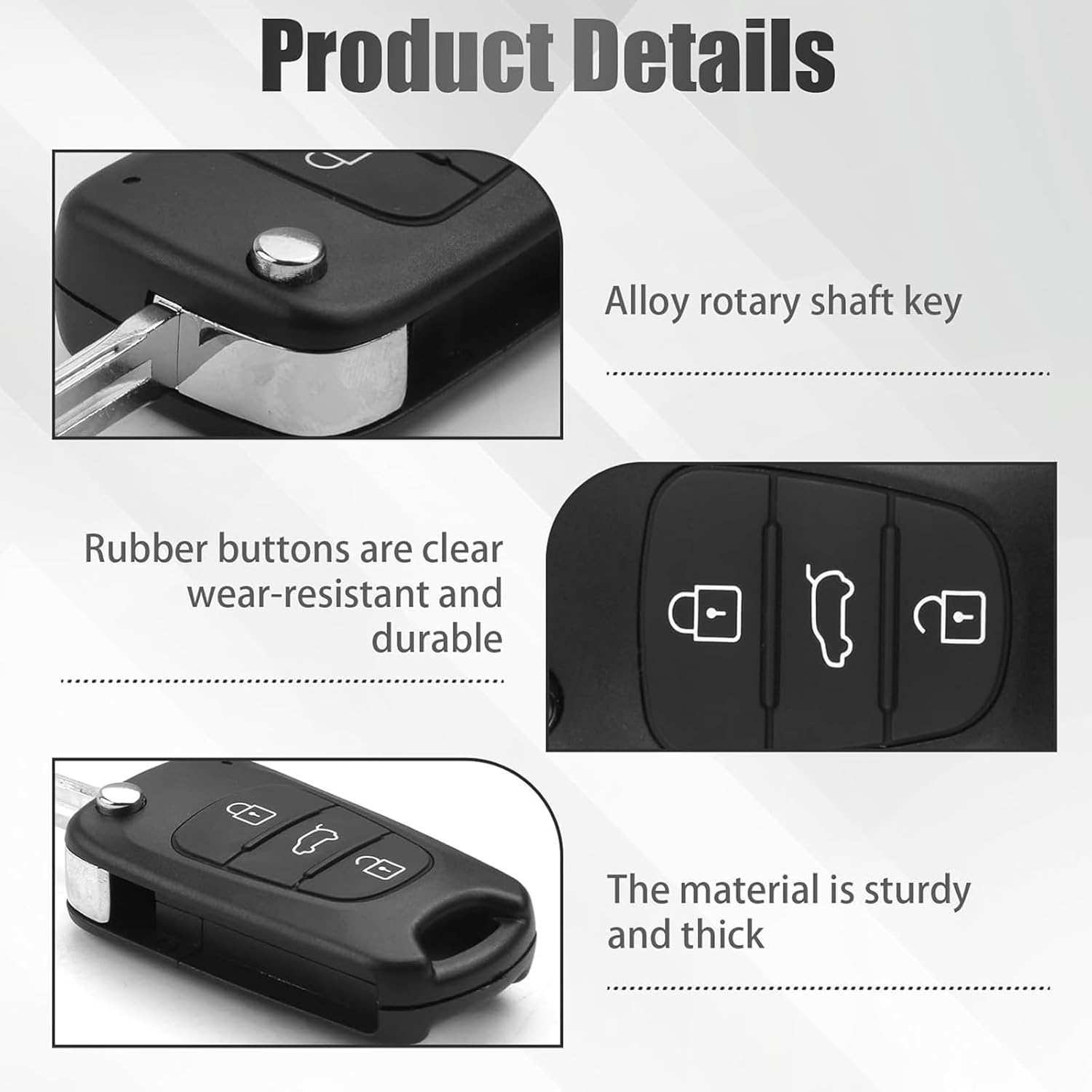 Haakhui 3-Button Flip Key Fob Remote Case Shell Replacement,No Electronics Case Shell Only ,Compatible with Hyundai I30 I20 Elantra Car Key Case image number 3