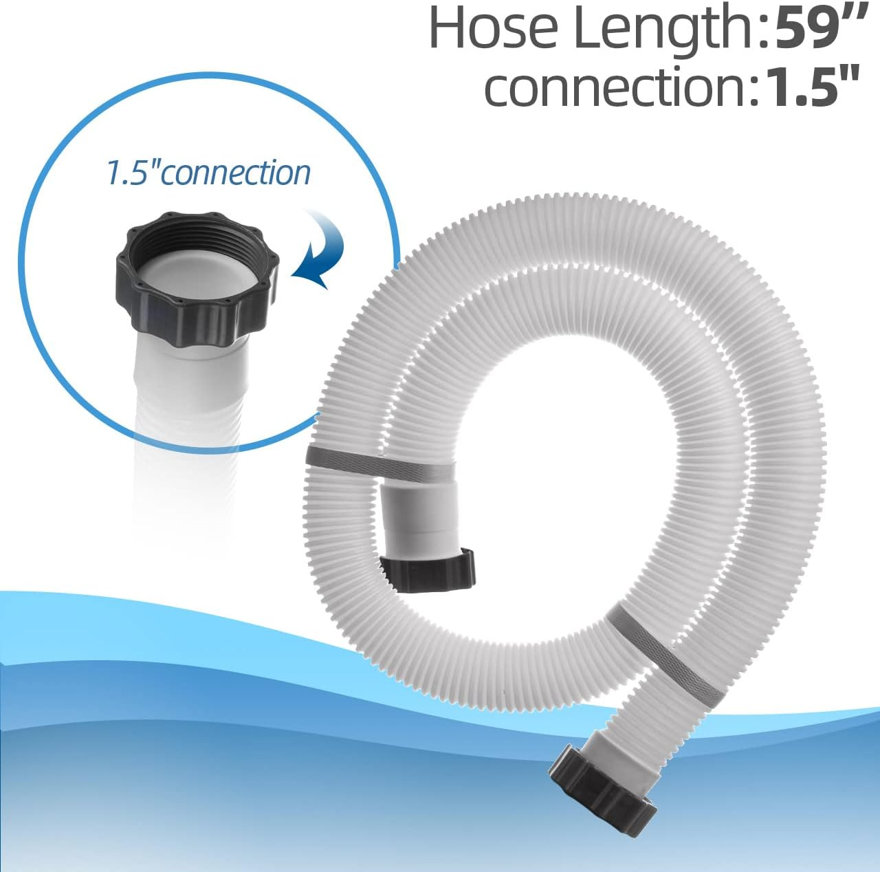 1.5" Diameter 29060E Pool Pump Replacement Hose for Intex Filter Pumps Sand Pump & Saltwater Systems - 59" Long(2 Pack)