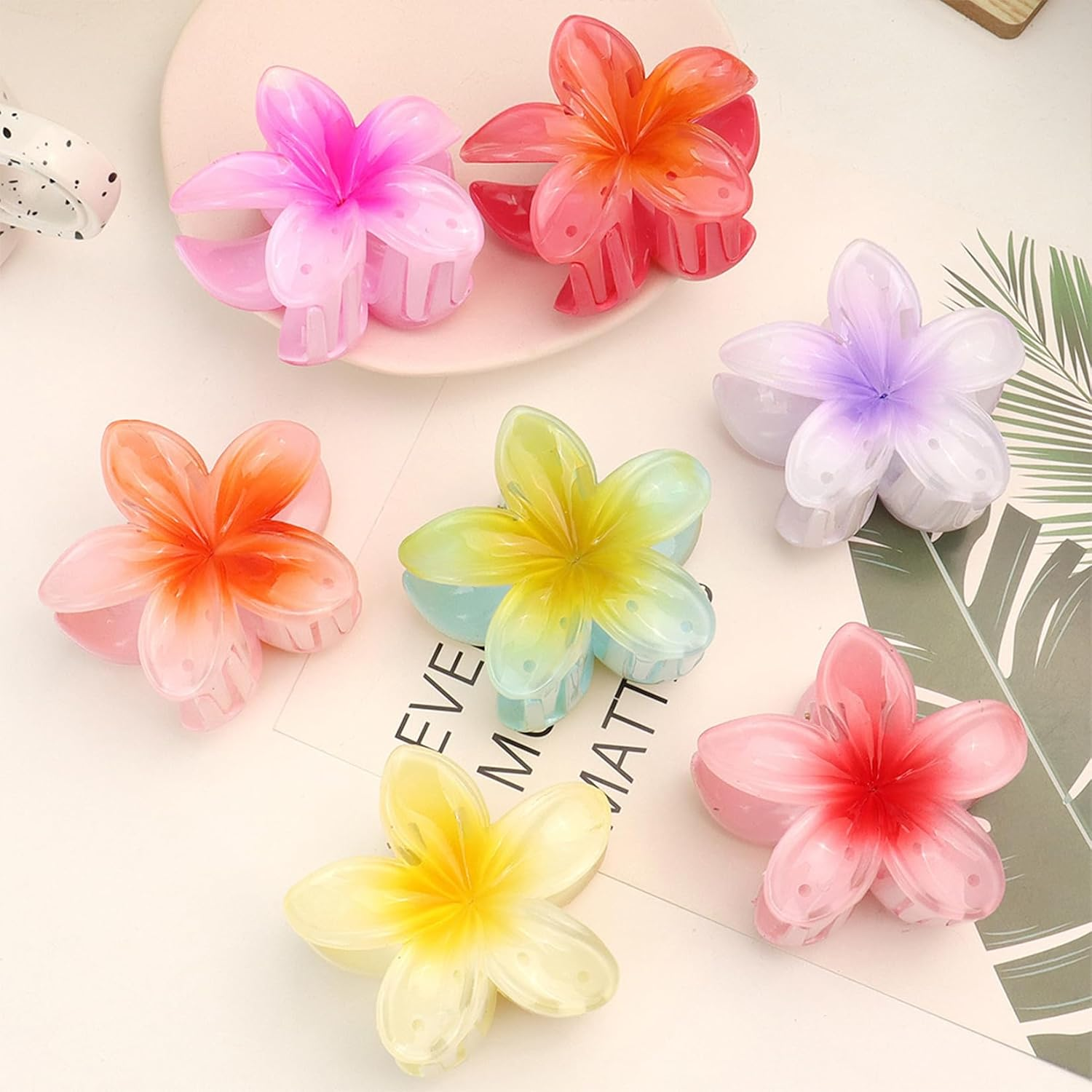 Jurcicat Pack of 8 Flower Hair Clips Trendy Non-Slip Cute Plastic Hair Clips for Non-Slip Hair Clip Fixing Women Thick/Thin Hair image number 5