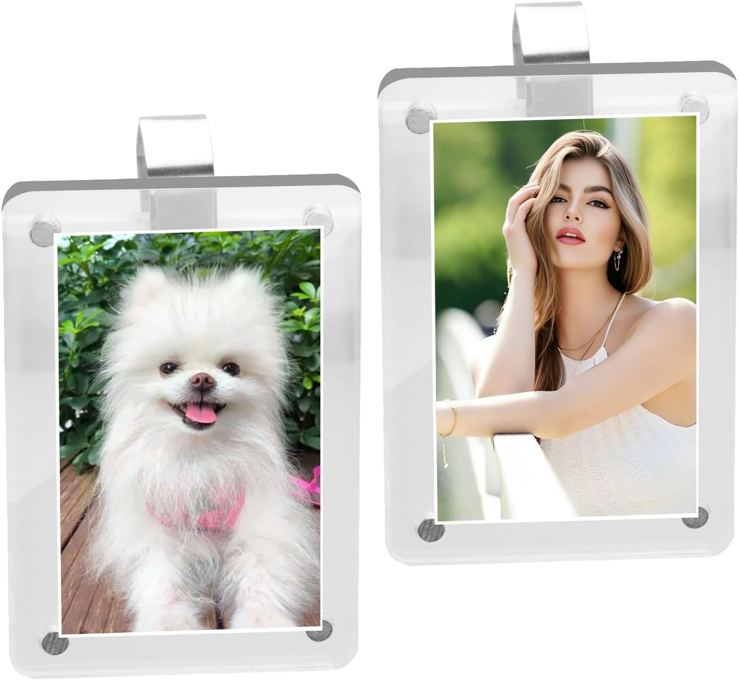 2Pcs Car Sun Visor Photo Holder - 6X9 CM Universal Magnetic Acrylic Car Photo Clip & Car Picture Frame - Personalized Visor Accessory to Display Your Favorite Memory