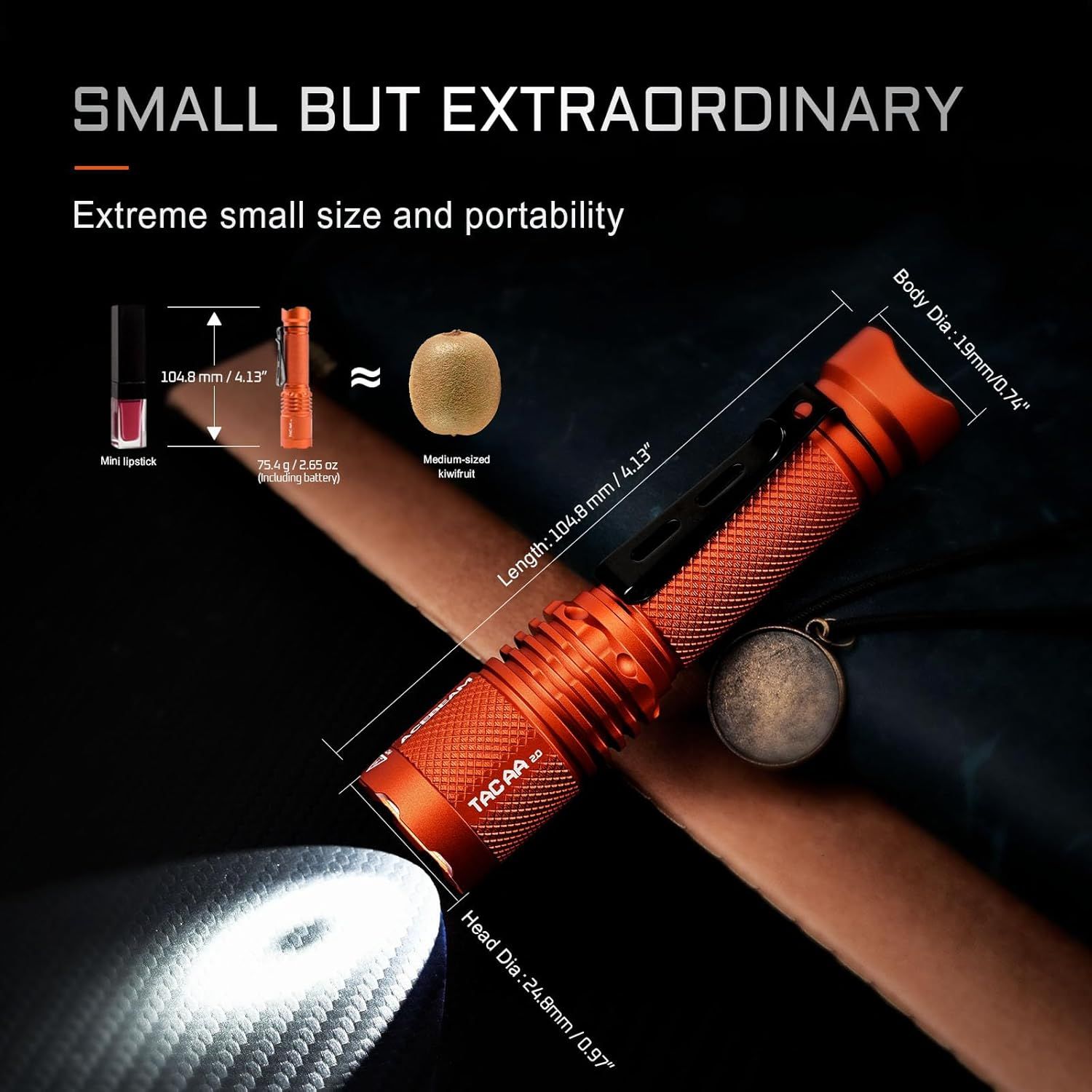 ACEBEAM TAC AA 2.0 Longest-Range AA Flashlight 360 Meters, 900 High Lumens Tactical EDC Flashlight Rechargeable, 6 Modes Pocket LED Super Bright Small Mini Flashlight for Camping, Home(Sft-25R HI)