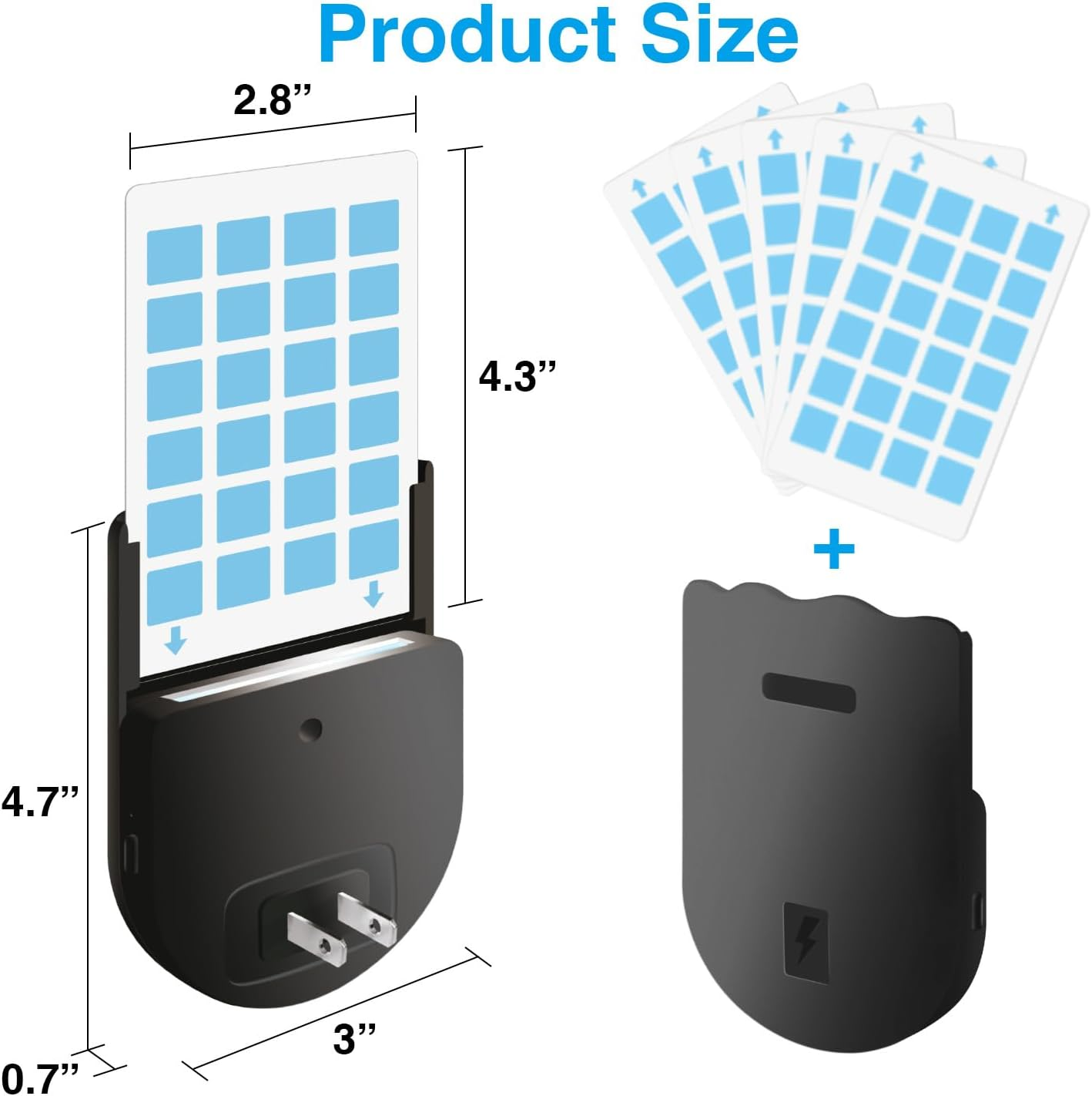 Flying Insect Trap,2 in 1 Indoor Plug-In Bug Zapper,1 Trap Black and 6 Glue Cards,Fruit Fly Trap for Gnat,Moth,Mosquito,Suitable for Every Part of the Home (Black) image number 5