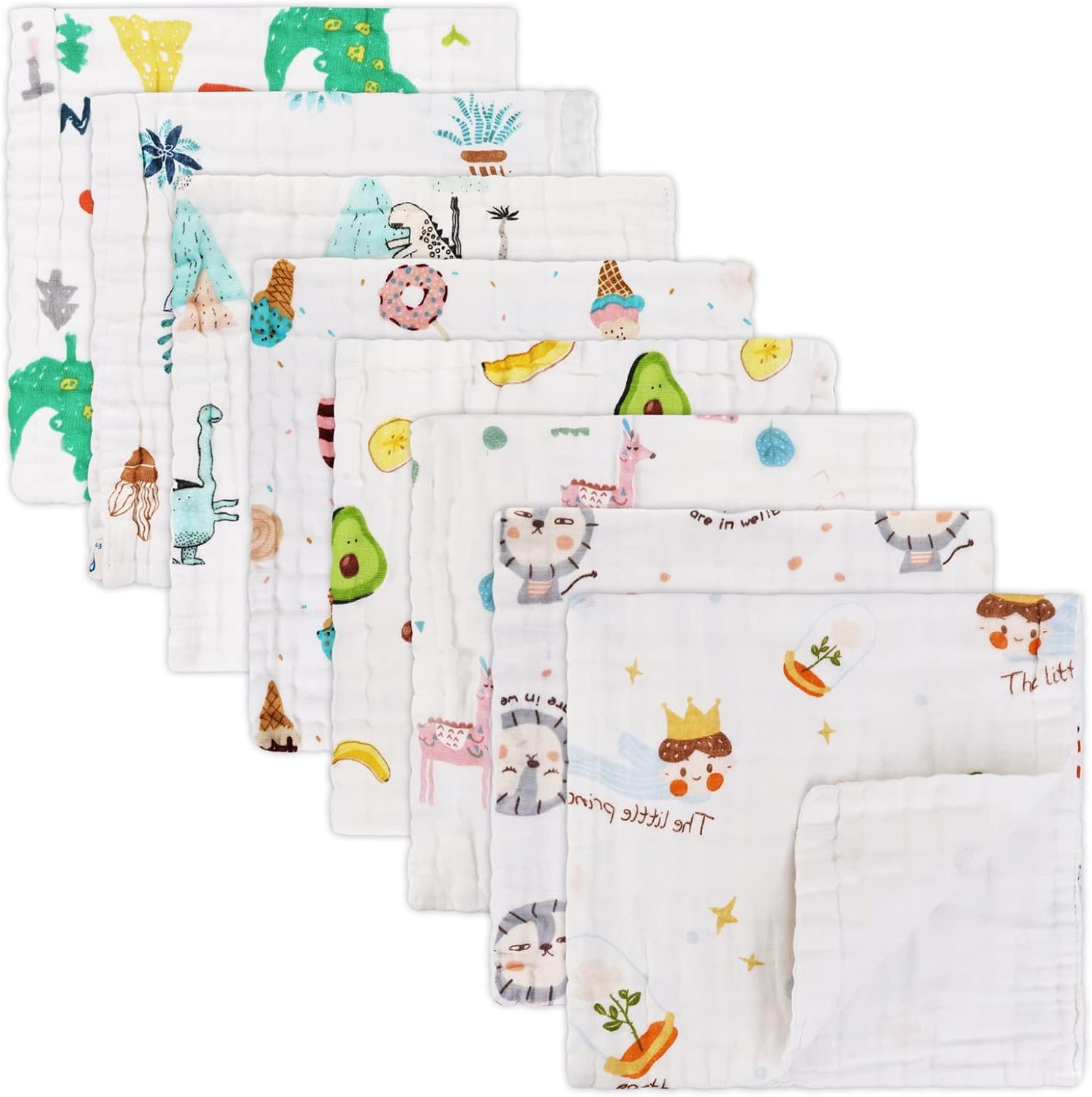 Baby Muslin Burp Cloths 100% Cotton Baby Burping Cloth 8 Pack Newborn Spit up Rags Extra Absorbent and Soft Burping Rags for Girls and Boys Registry for Baby Shower Large 20 X 10 Inch image number 5