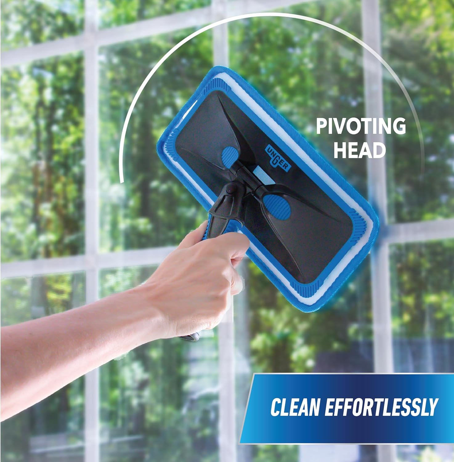 Unger Professional Proclean Indoor Window Cleaning Kit with 2&rsquo; Pole & 2 Machine Washable Microfiber Pads - Window Cleaning Supplies, Household Cleaning Tools, Window Washing Kit