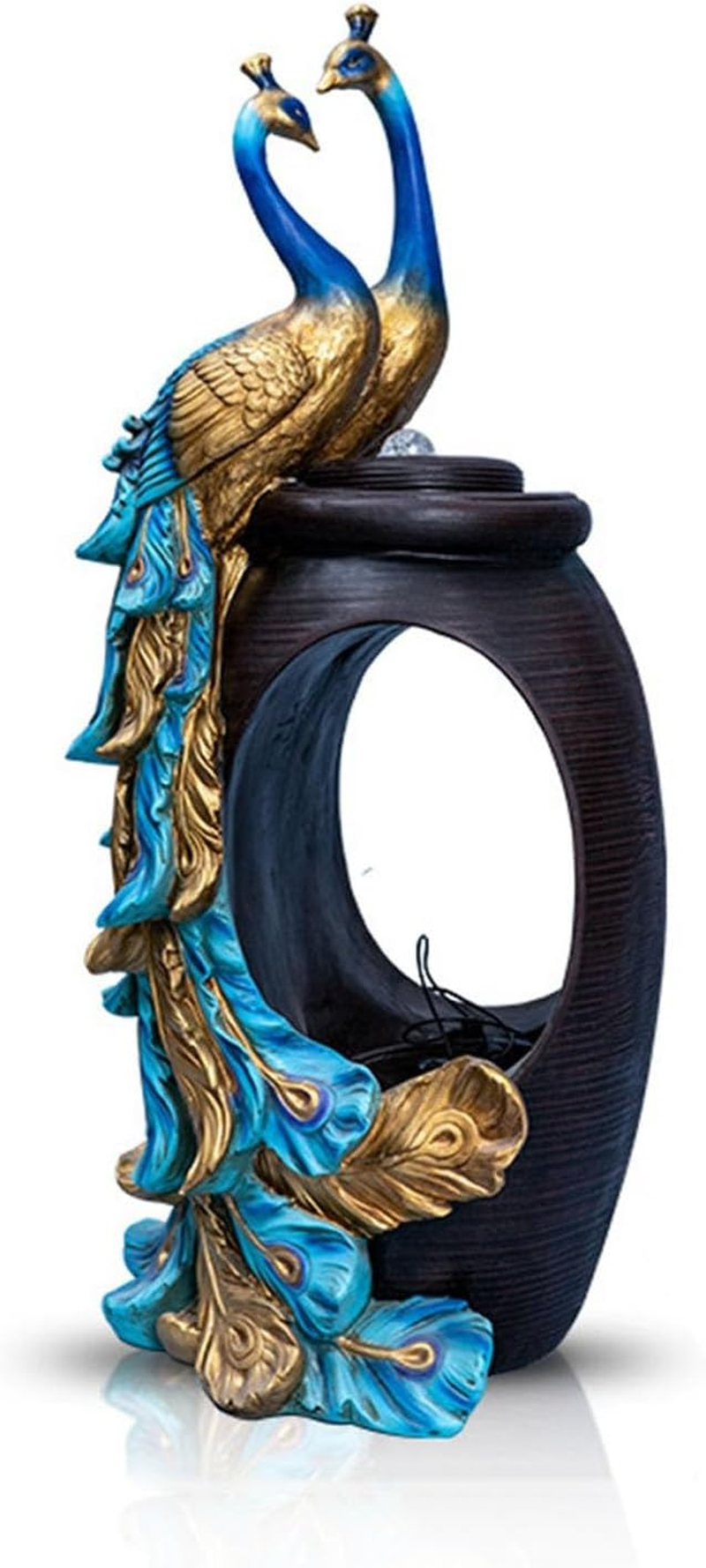 Outdoor Fountain Indoor Water Fountain, Relaxing Sounds for Stress Relief,Peacock Waterfall for Office Home D&eacute;cor(Large) image number 2