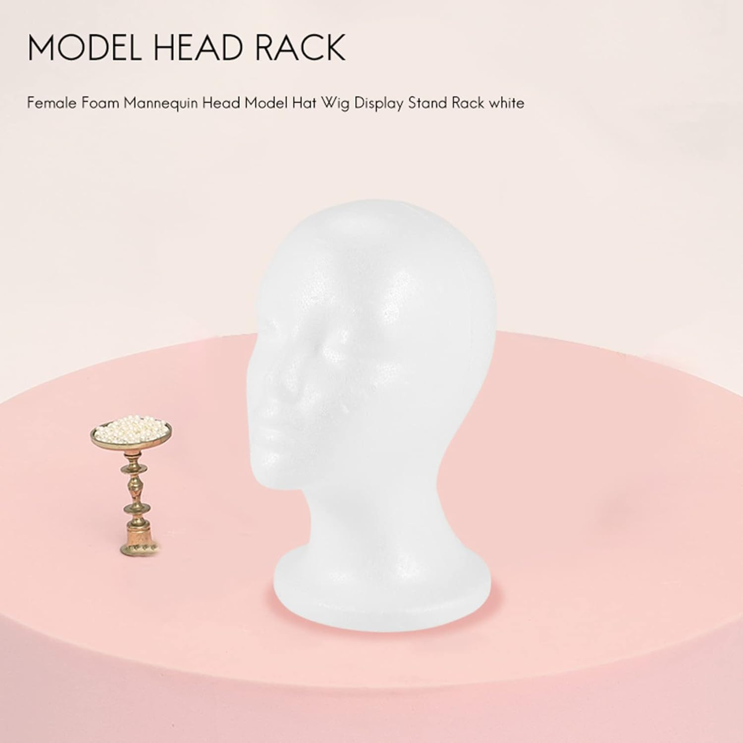 Aboiledy Female Foam Mannequin Head Model Hat Wig Display Stand Rack White image number 1