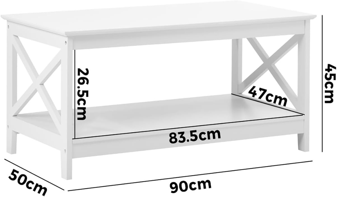 Oikiture 2 Tier Coffee Table Wooden Side Table image number 6