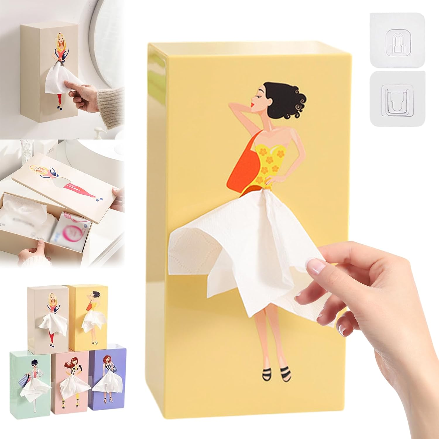 Flying Skirt Tissue Box, Creative Tissue Boxes Holder, Lady Skirt Tissue Box Cover, Creative Tissue Boxes for House Bathroom Living Room Bedroom & Office