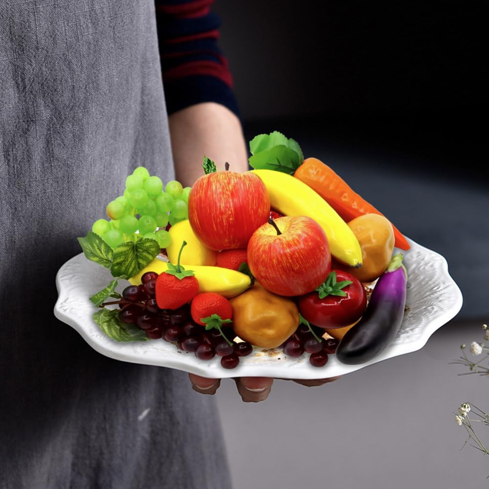18Pcs Fake Fruits Vegetables Realistic Artificial Frutis Foam Decoration Faux Fruit Lifelike Simulation Vegetable for Home Kitchen Festival Ornament Banana Eggplant Strawberry Carrots Plastic Lemon image number 2