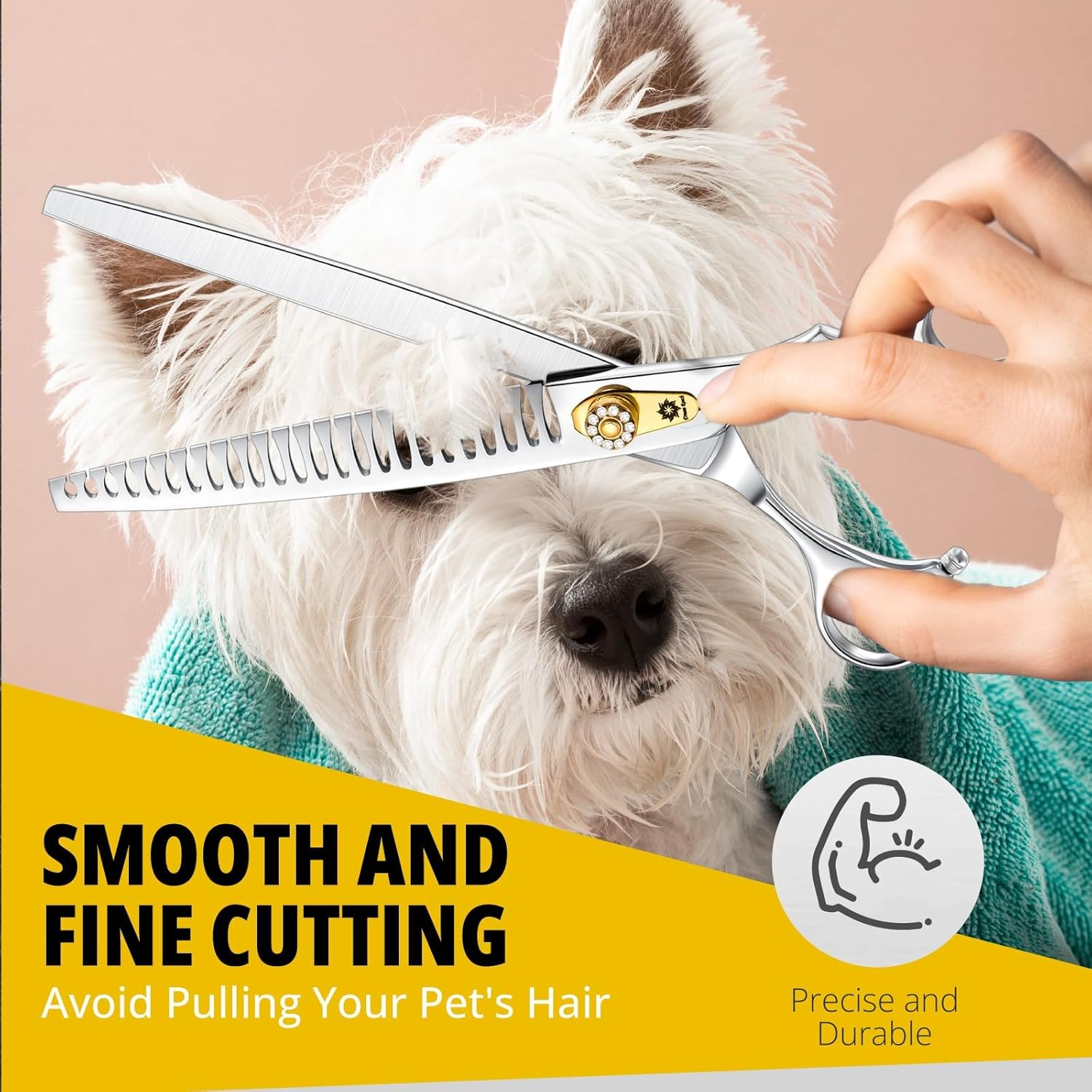 Dream Reach Thinning Scissors 8 Inch Dog Scissors with Ergonomic Handle, 440C Stainless Steel Fur Scissors, 75% Thinning Rate, Professional Dog Hair Scissors with Adjustable Screw 25 Teeth image number 6