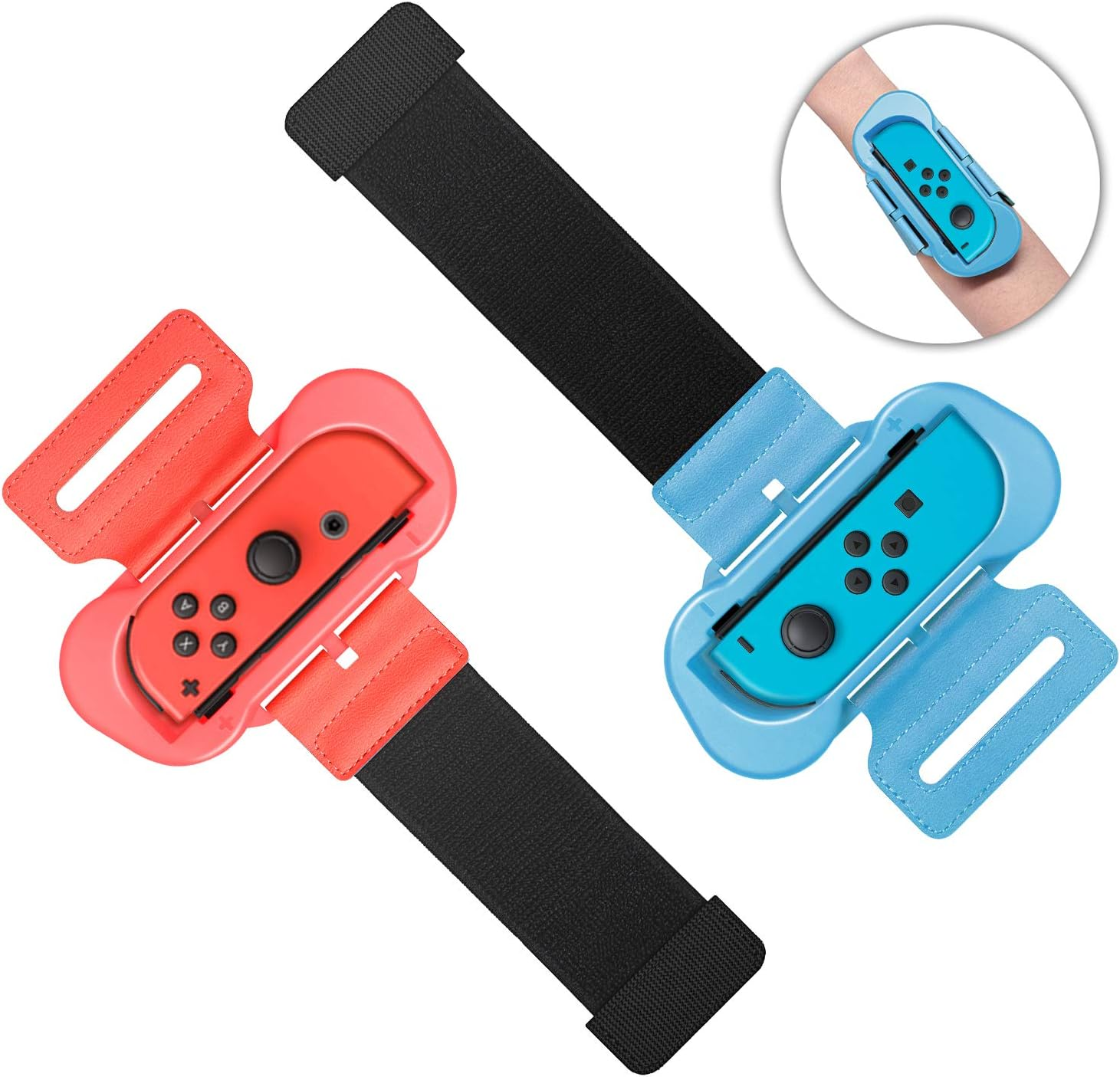 Wrist Bands for Just Dance 2020 2019 and Zumba Burn It up for Nintendo Switch Controller Game, Adjustable Elastic Strap for Joy-Cons Controller, Two Size for Adults and Children, 2 Pack (Red and Blue)