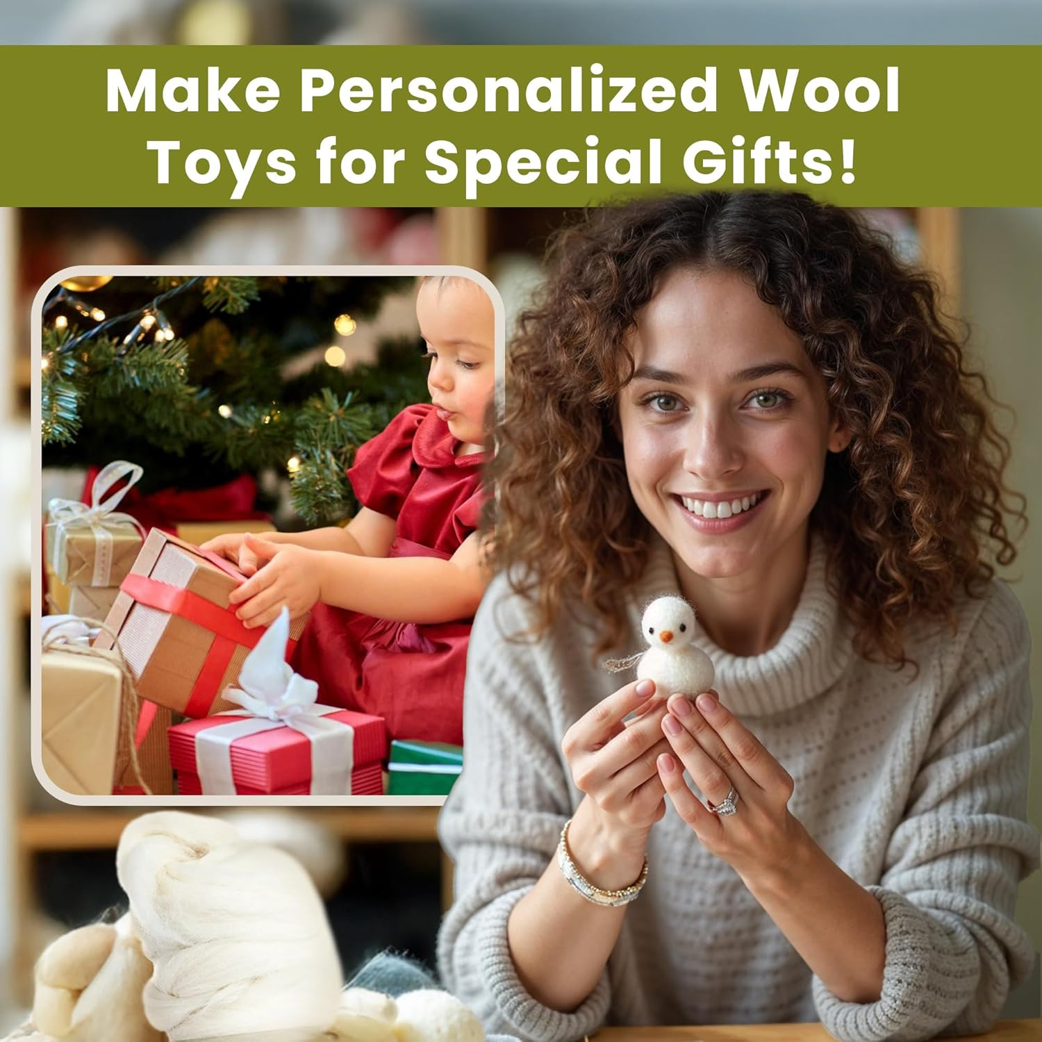 100% Natural White Wool Roving Top, 8 OZ Corriedale, from USA Mill, Best Core Wool for Needle Felting, Wet Felting, Spinning, Dryer Balls, Stuffing, Big Yarn Roving, 29.5 Micron, Un-Dyed image number 4