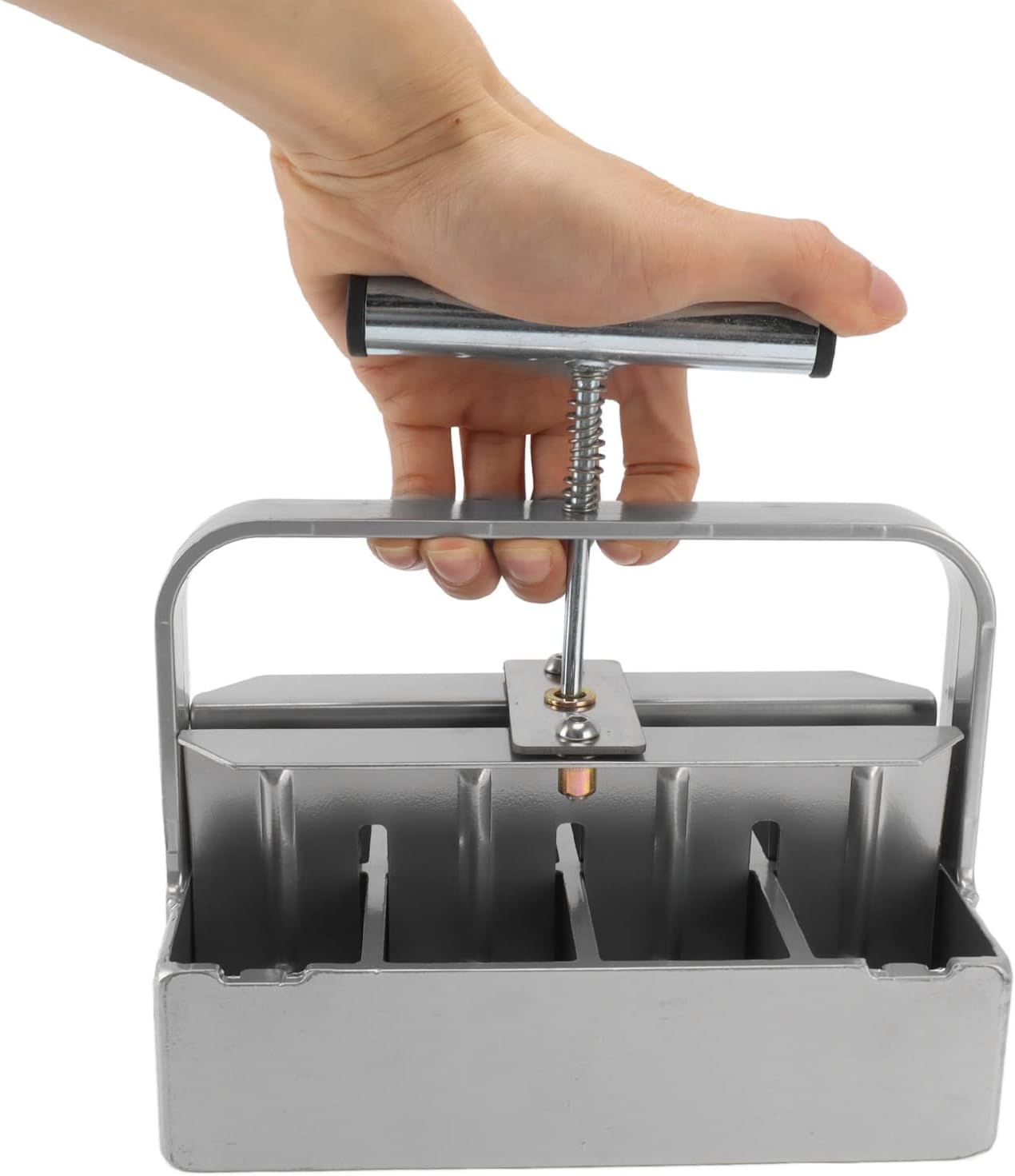 Manual Soil Block Maker, 8Pcs 1.6Inch Soil Blocker with Comfort Grip Handle Aluminum Alloy Handheld Seed Blocker Soil Blocking Tool for Seed Stater Tray, Garden Tool