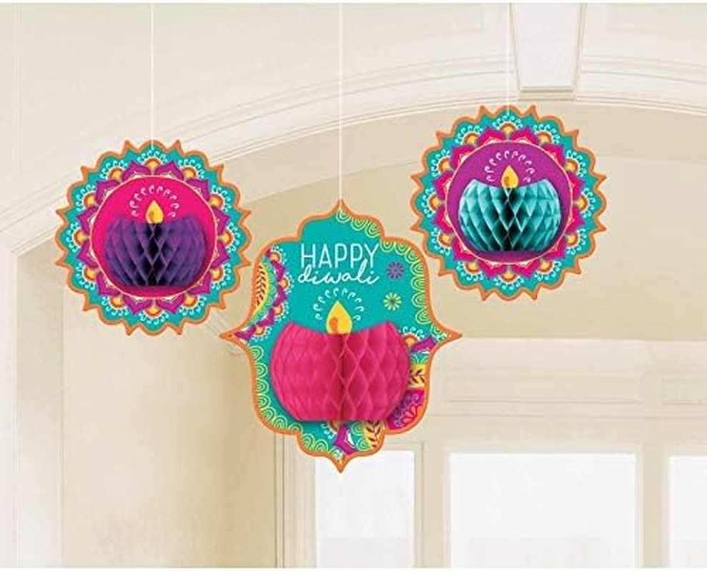 Amscan Diwali Honeycomb Hanging Decorations 3 Pieces