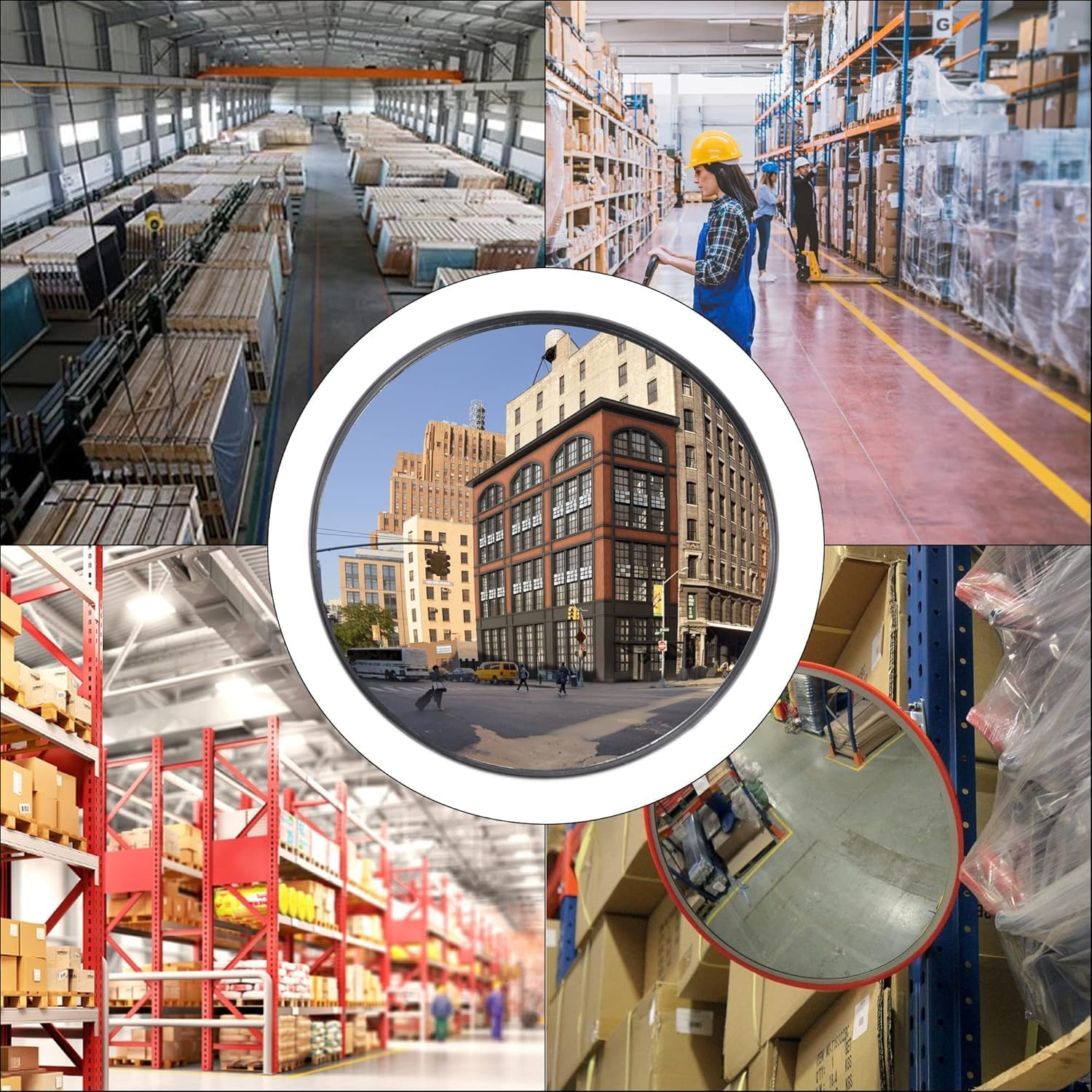 Limcryspp 12 Inch Convex Mirror, Traffic Safety Blind Spot Mirror, Wall Mounted Garage Safety Mirror, Clear Line of Sight (Black) image number 4