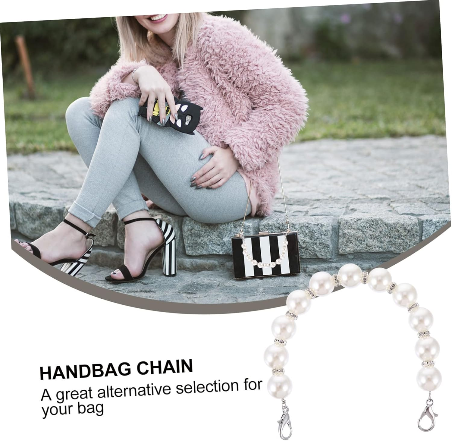 Gogogmee Pearl Chain Bag Strap Replacement Handle Accessory DIY Purse Chain for Luggage Strap image number 6