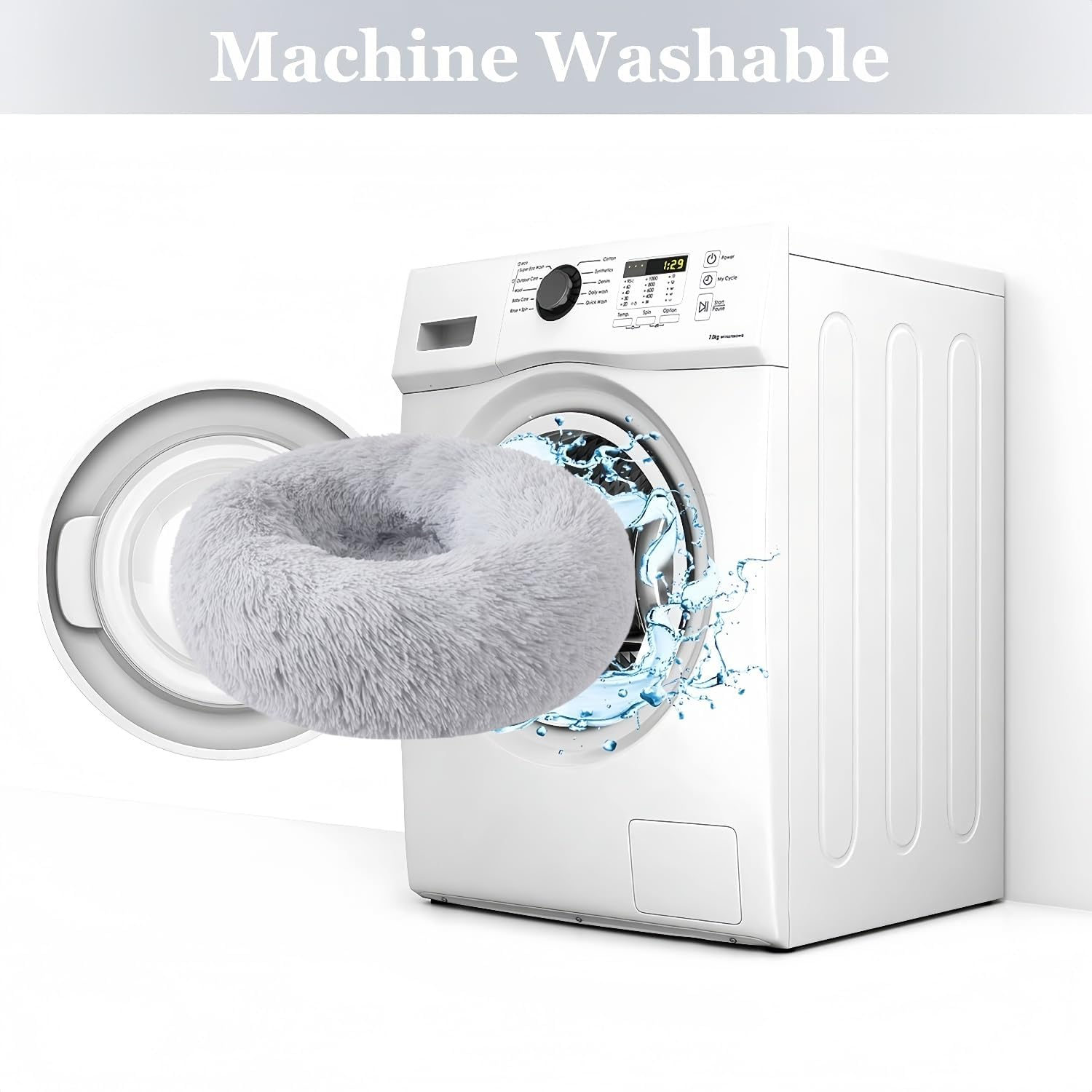 Kiuiom Doughnut Pet Bed, Plush Pet Bed, Fluffy Cat Bed, round Dog Cushion, Cat Basket, Sleeping Cat Bed, Plush Cat Cushion, Dog Cushion, Washable Puppy Bed (Grey, 40 Cm)