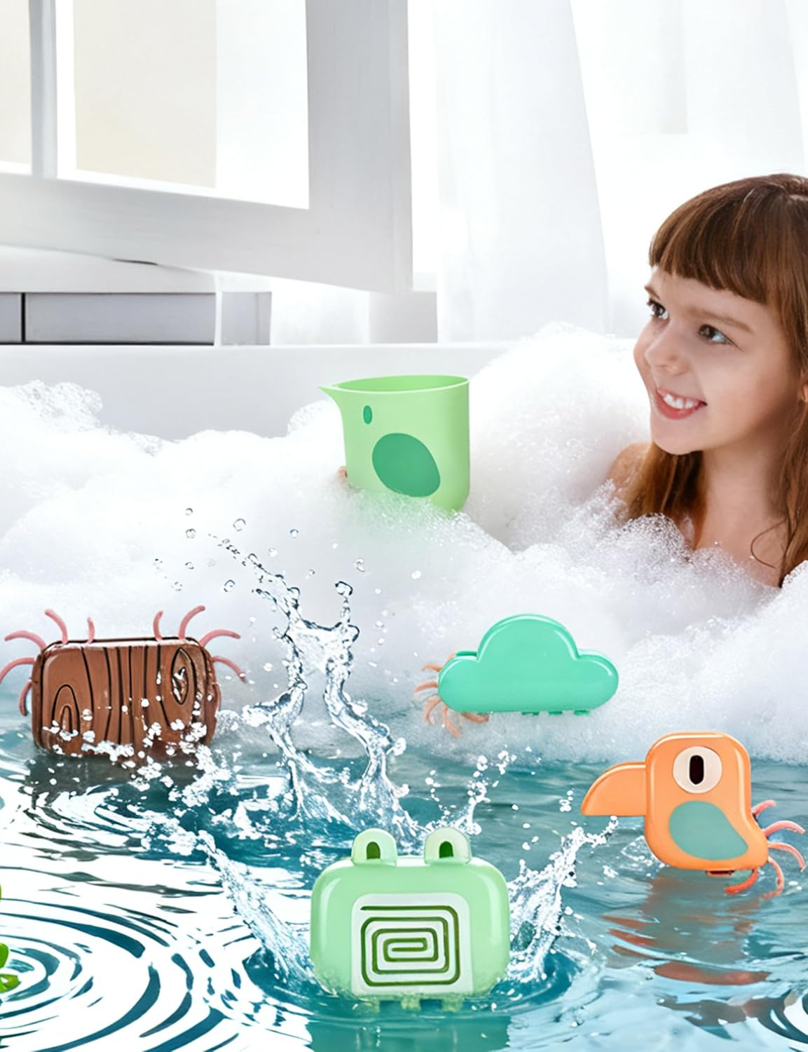 Bath Toy Set for Toddlers,Kids Bath Toys Baby Bathtub Toys with Gift Box for Girls Boys,8Pcs Animal Water Play Toys with Suction Cups,No Battery Needed,Fun Water Flow Modes image number 6